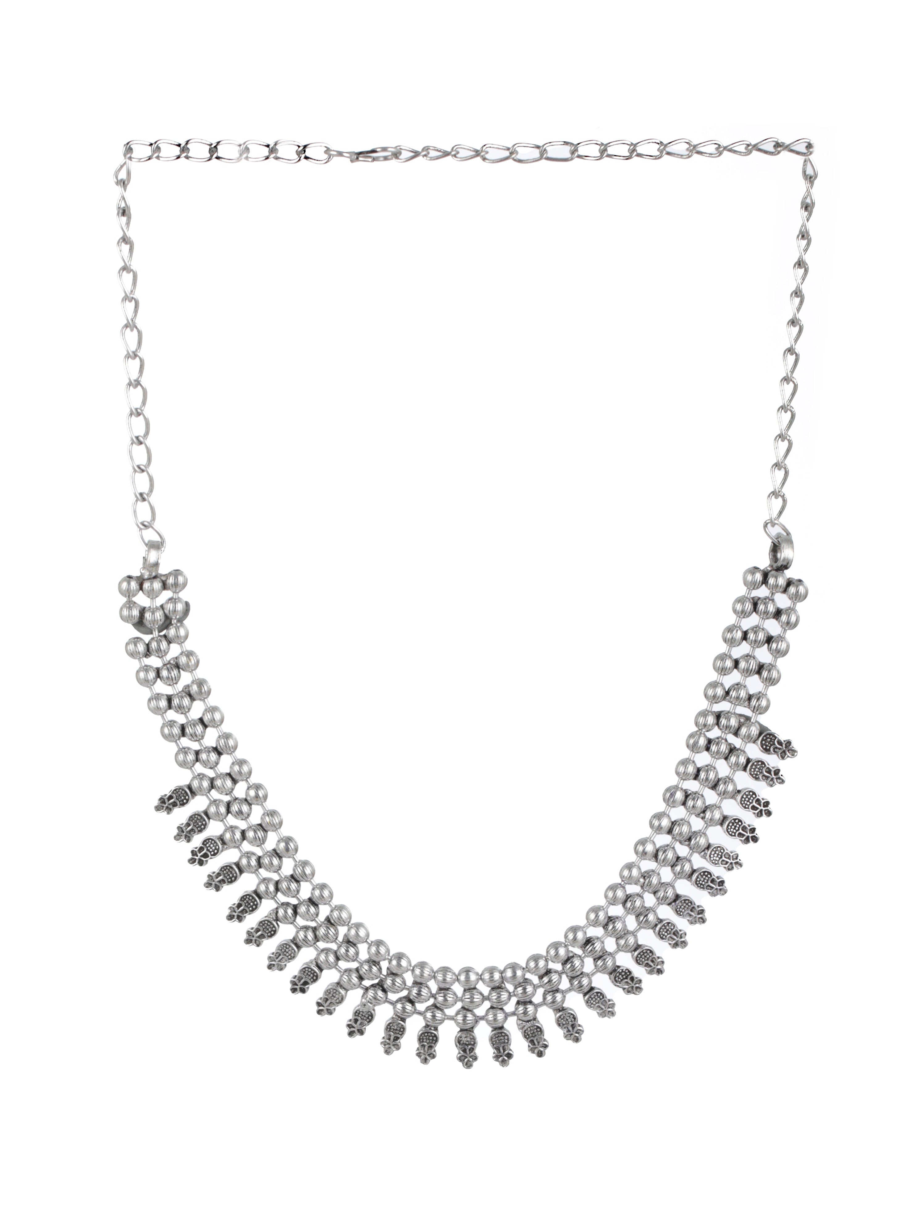 Silver-Toned German Silver & Silver-Plated Oxidised Necklace - Jazzandsizzle