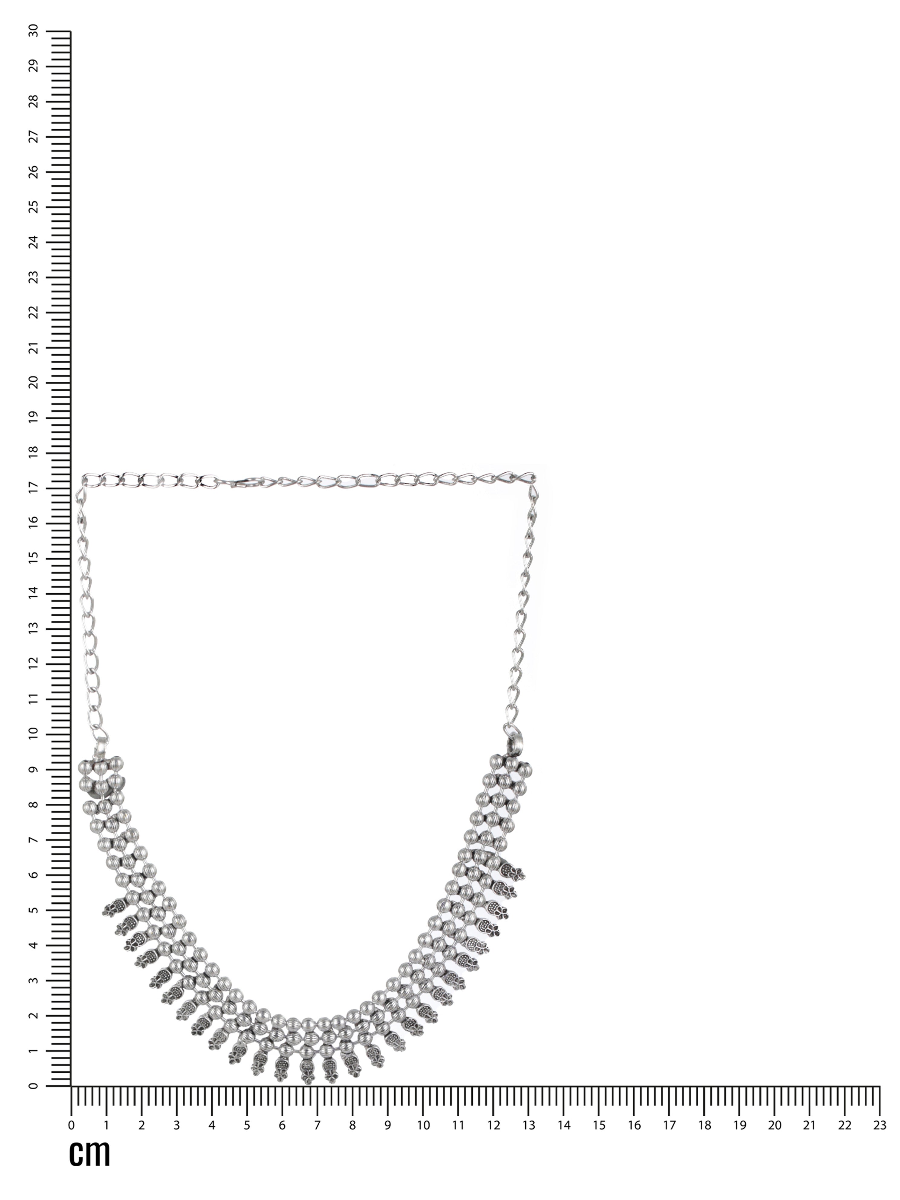 Silver-Toned German Silver & Silver-Plated Oxidised Necklace - Jazzandsizzle