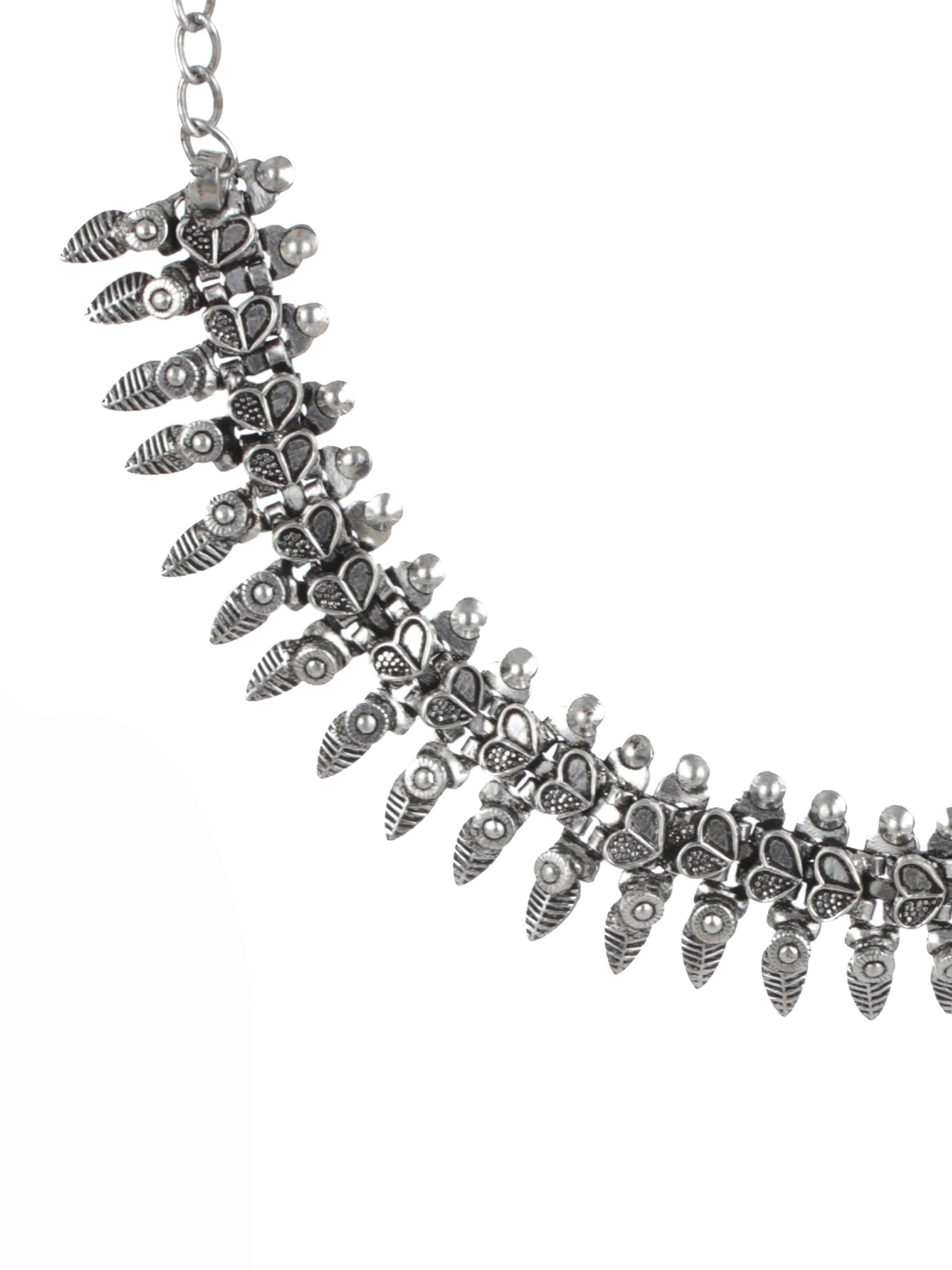 Oxidised Silver-Plated German Silver Jewellery Set with Ring - Jazzandsizzle