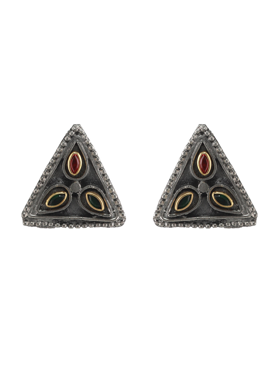 Oxidised Silver-Plated & Kundan Studded & Ghungroo Beads Handcrafted Jewellery Set - Jazzandsizzle