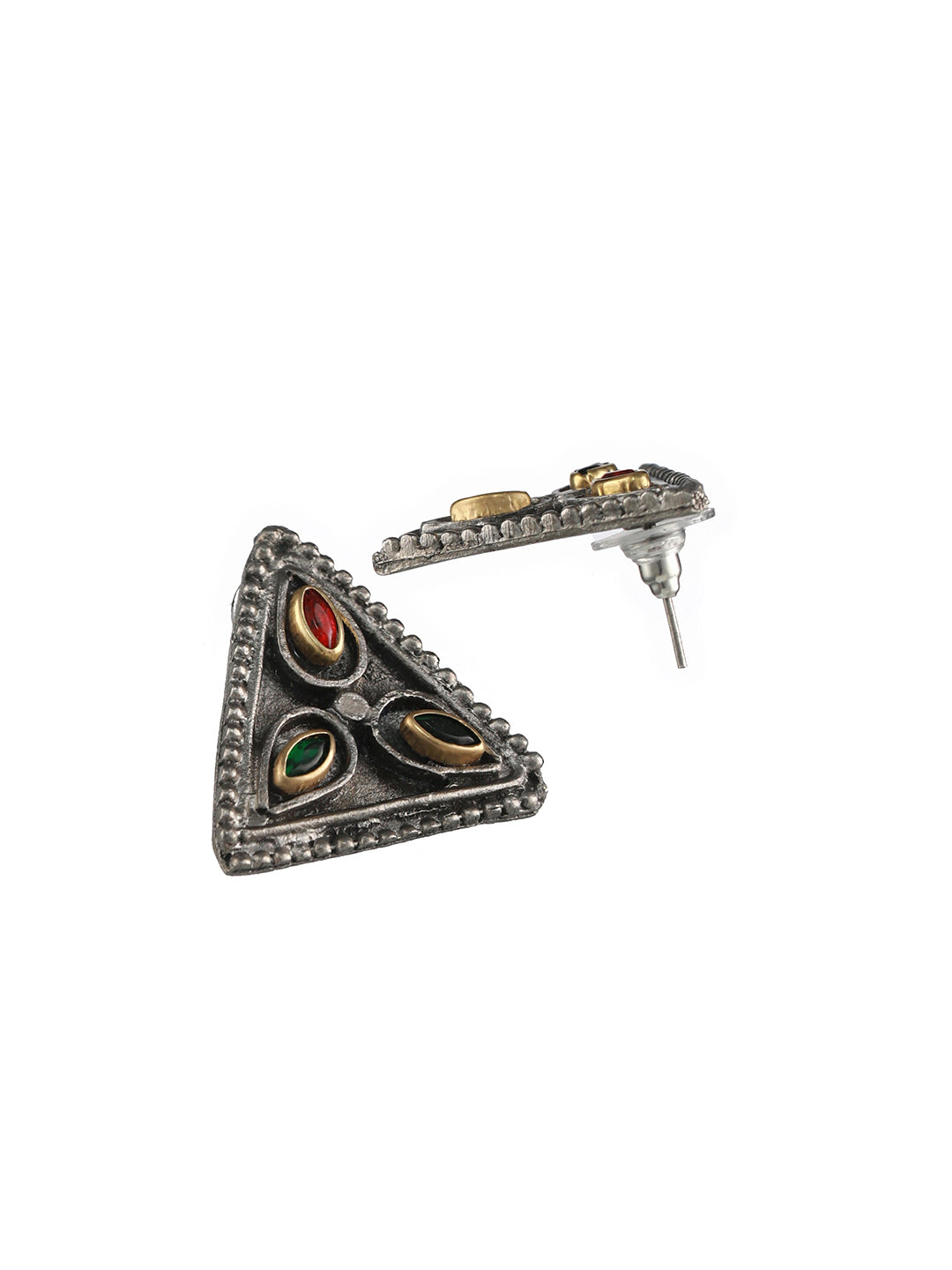 Oxidised Silver-Plated & Kundan Studded & Ghungroo Beads Handcrafted Jewellery Set - Jazzandsizzle