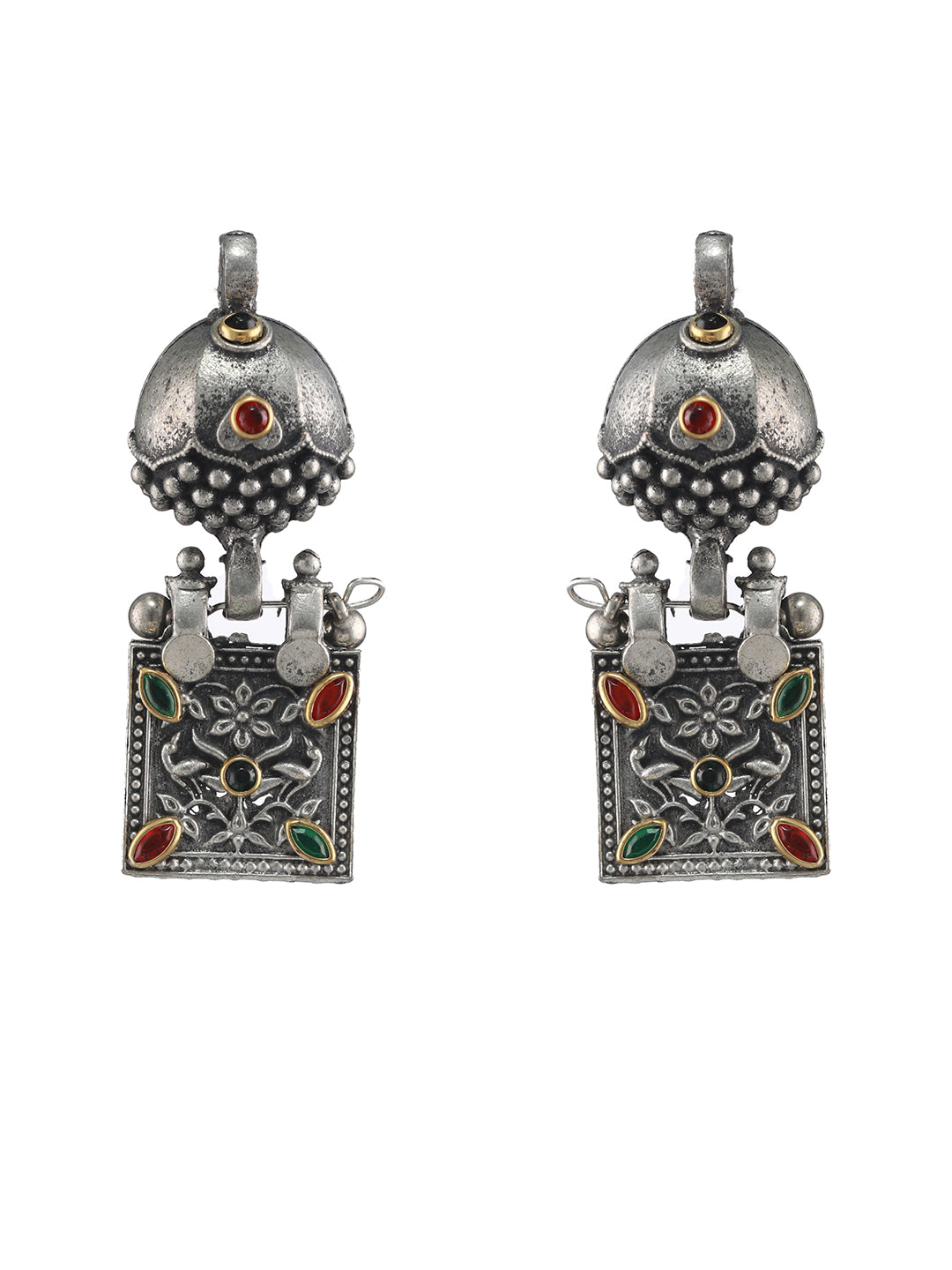 Silver-Plated Kundan-Studded & Beaded Jewellery Set - Jazzandsizzle