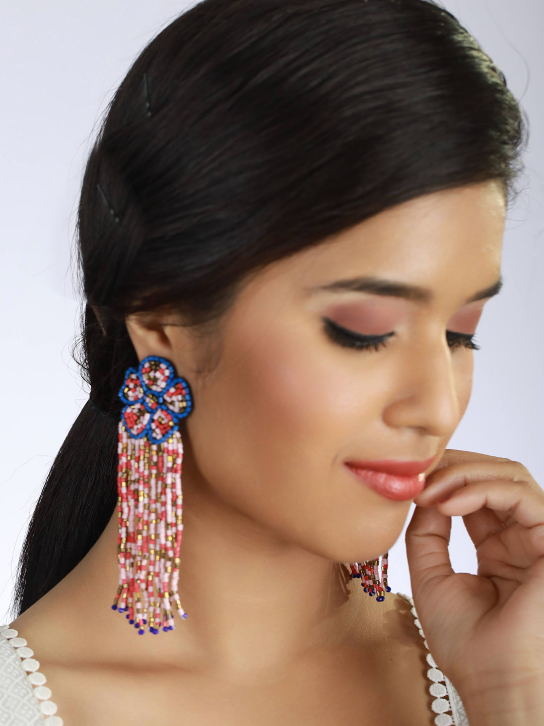 Gold-Plated & Multicolored Tasseled Contemporary Drop Earrings - Jazzandsizzle