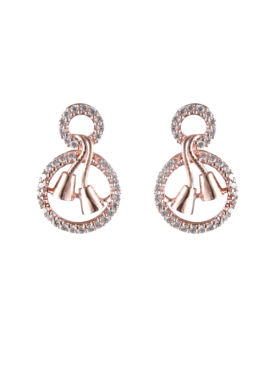 Rosegold-Plated Rose Gold CZ Studded Round Jewellery Set - Jazzandsizzle