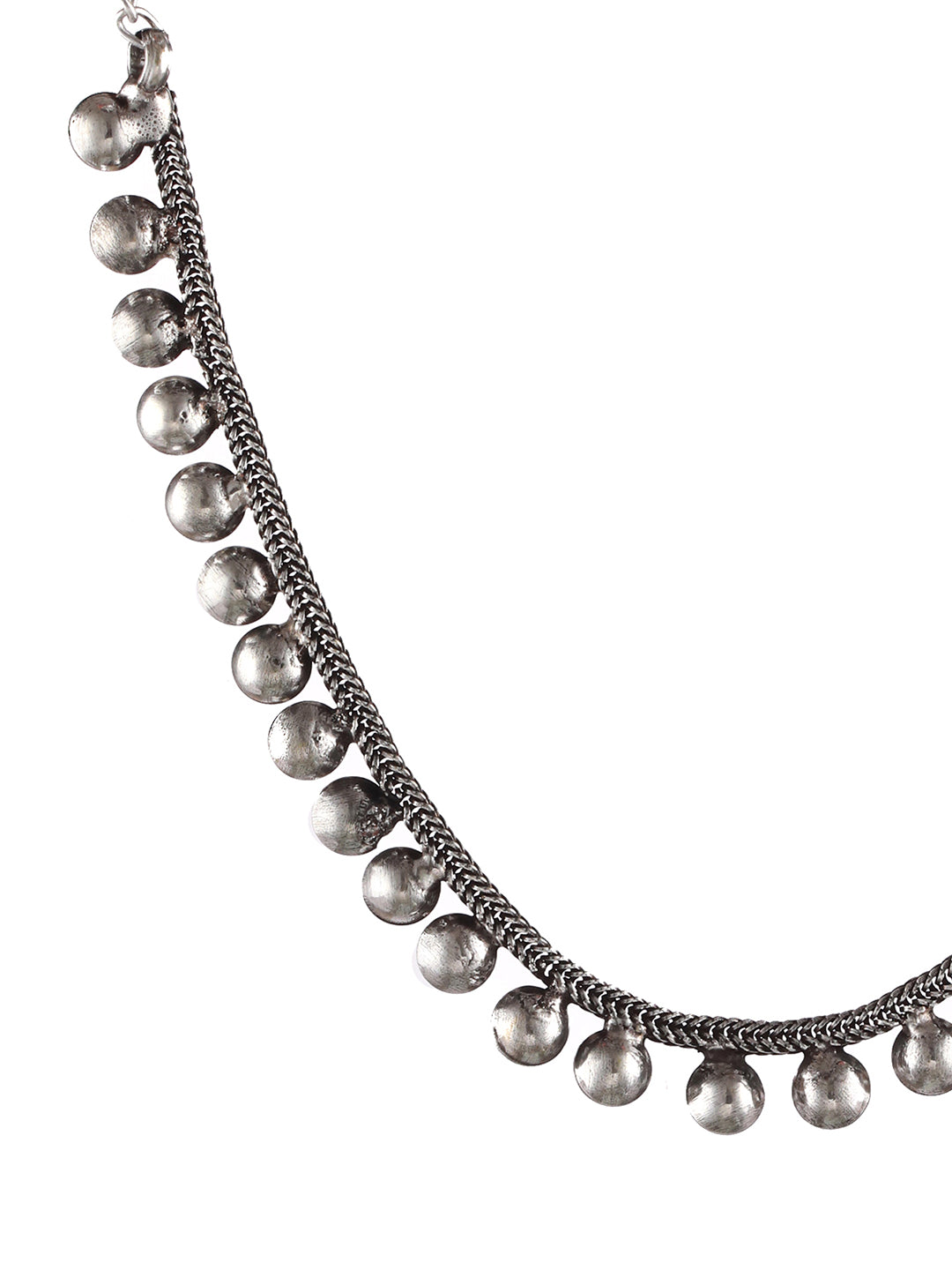 Set of 2 Oxidised Silver-Tone Pearl Studded & Evil Eye Necklace - Jazzandsizzle