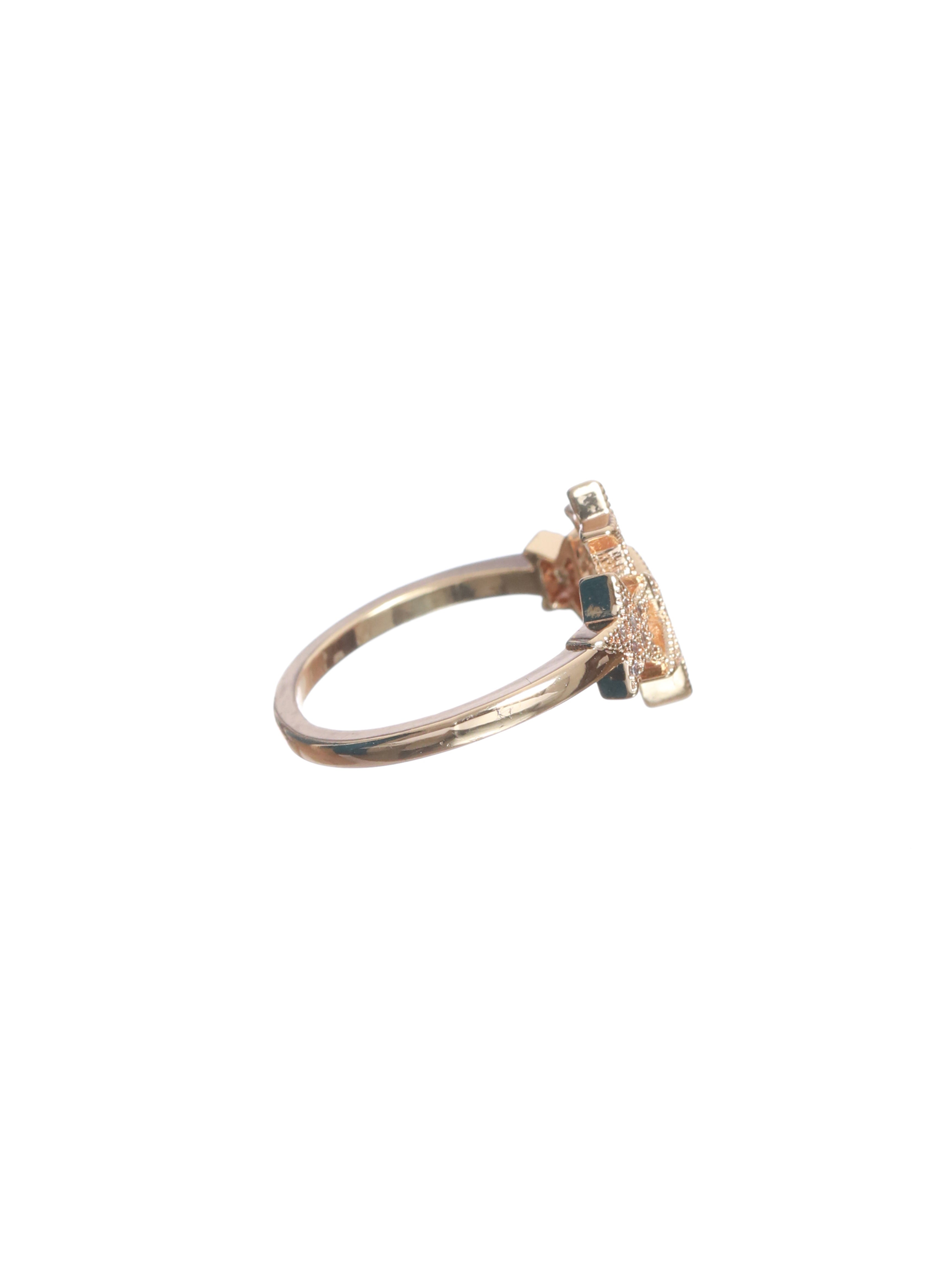 Rose Gold-Plated CZ-Studded Star Shaped Handcrafted Adjustable Finger Ring - Jazzandsizzle