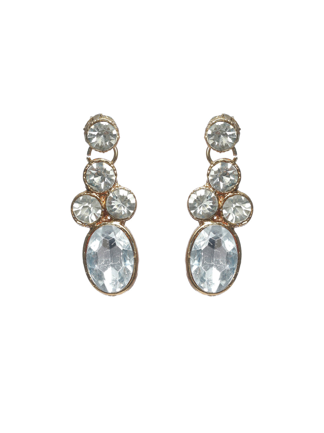 Gold-Plated Grey Crystal & Stone Studded Jewellery Set - Jazzandsizzle