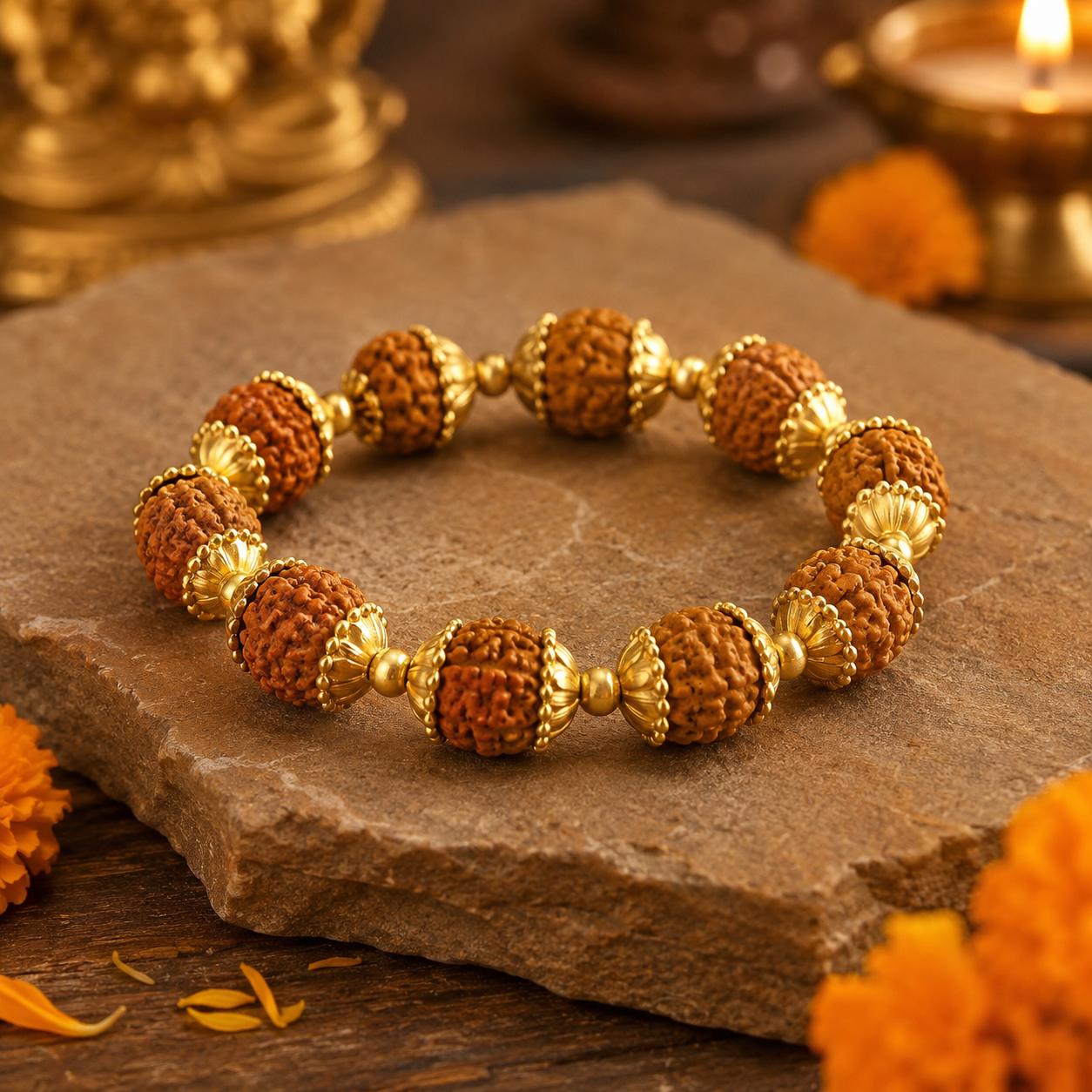 Rudraksha Beads Elastic Bracelet for Men -JS-SBR-014