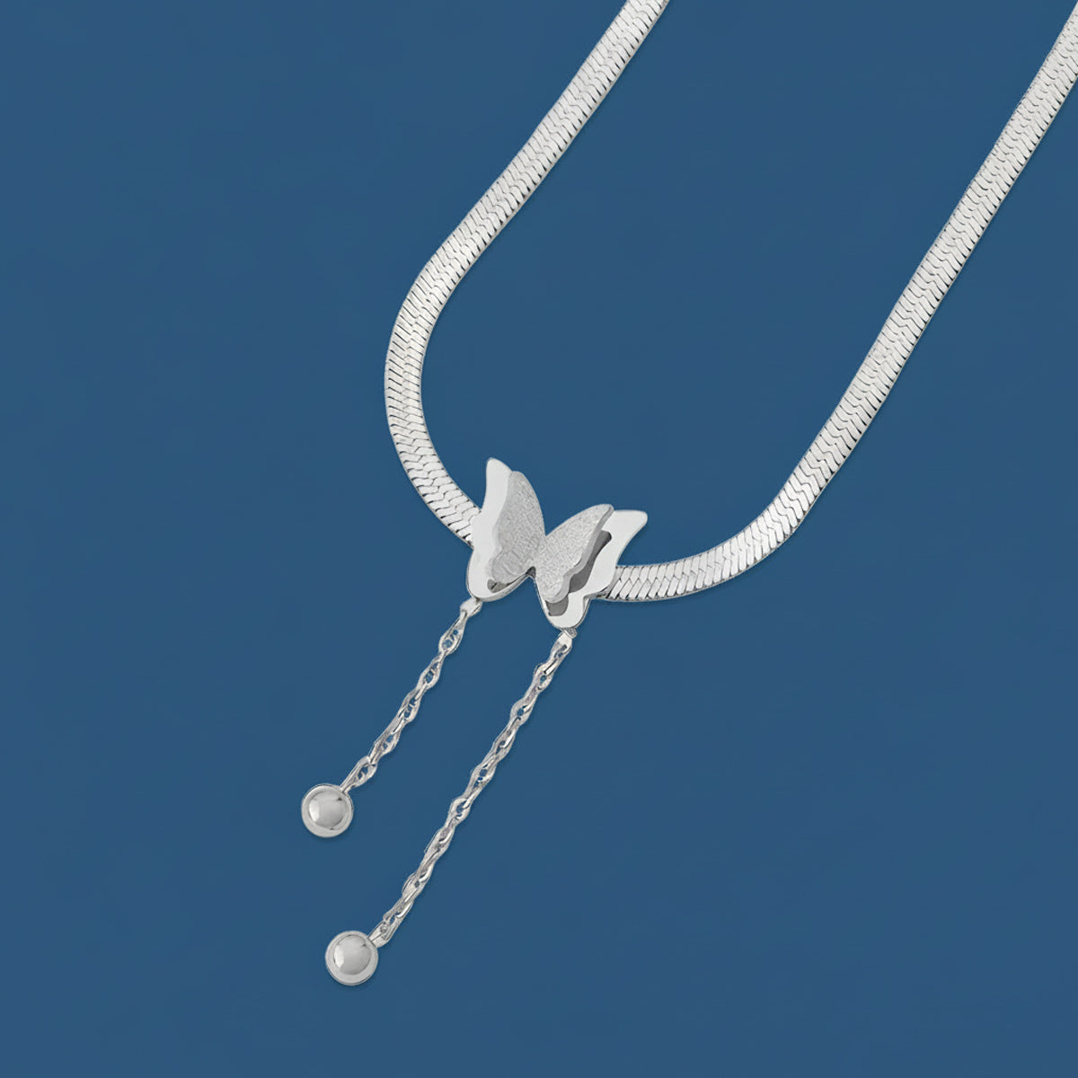 Jazz And Sizzle Silver-Plated Butterfly Chain Necklace for Valentines Gift