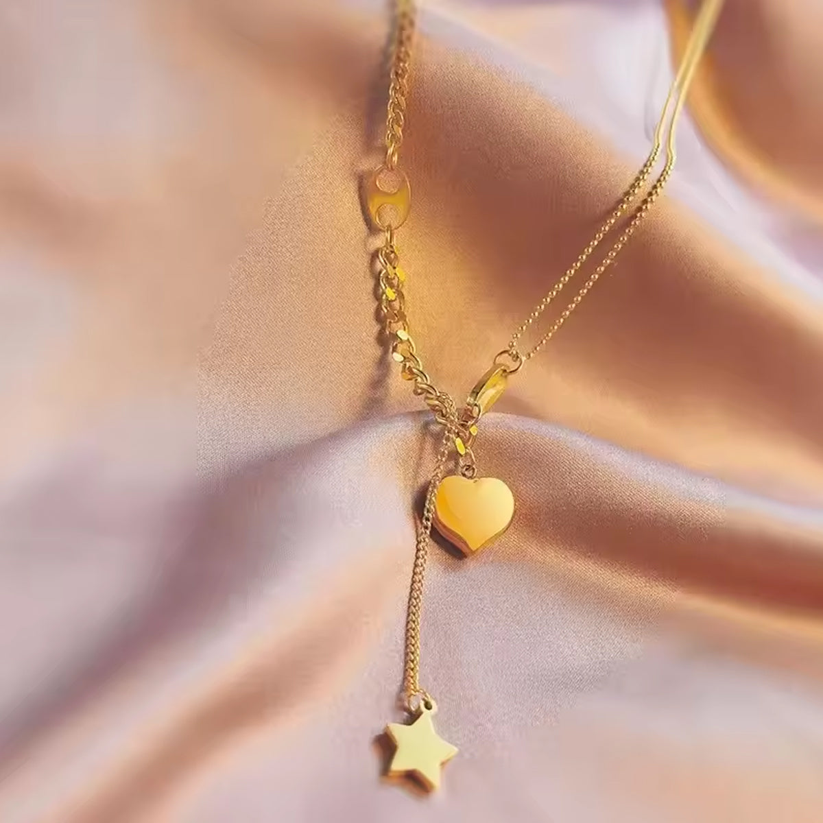 Jazz And Sizzle Gold Plated Heart Shaped Pendent Chain for Valentines Gift