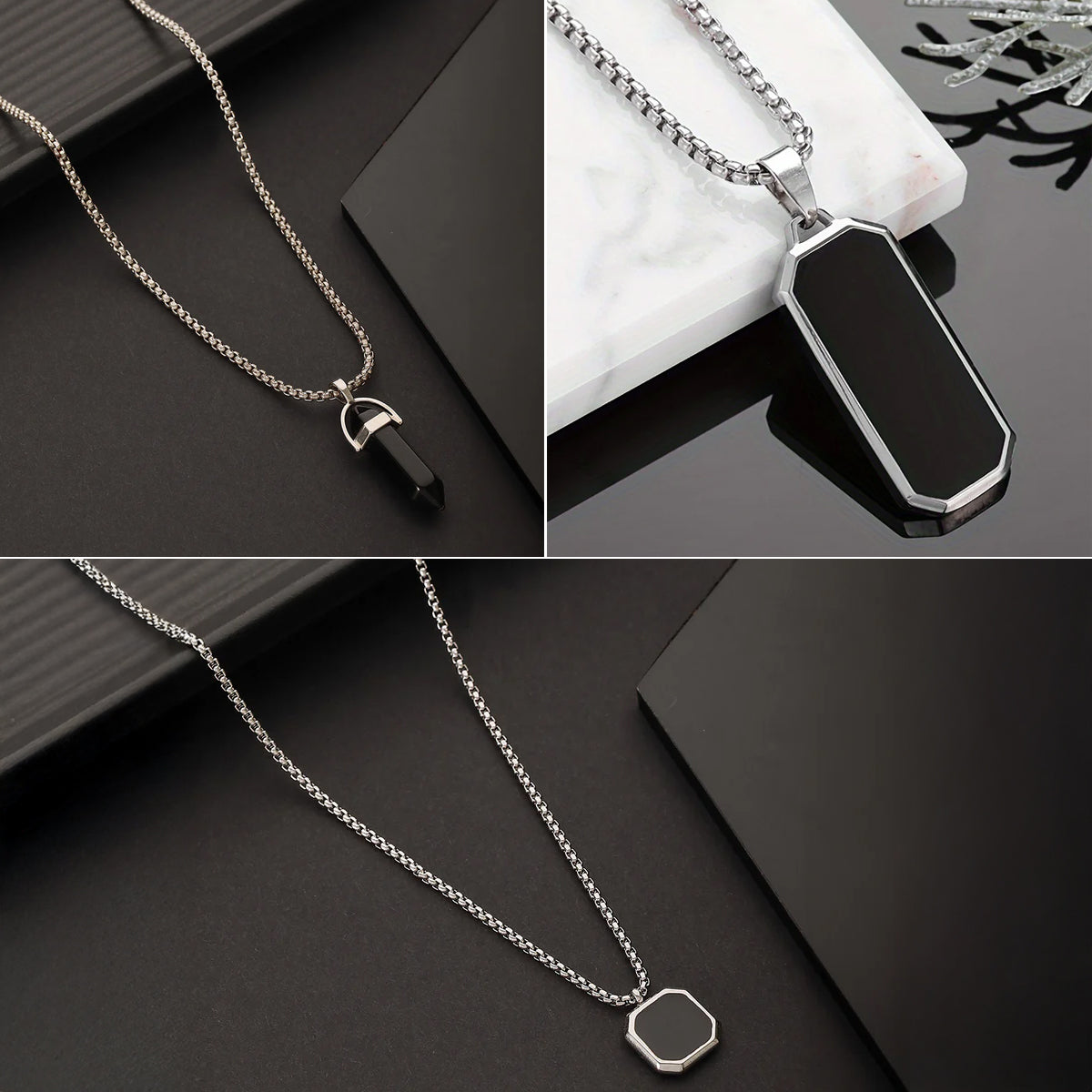 Jazz and Sizzle Silver-Plated Necklace Combo For Men 3in1