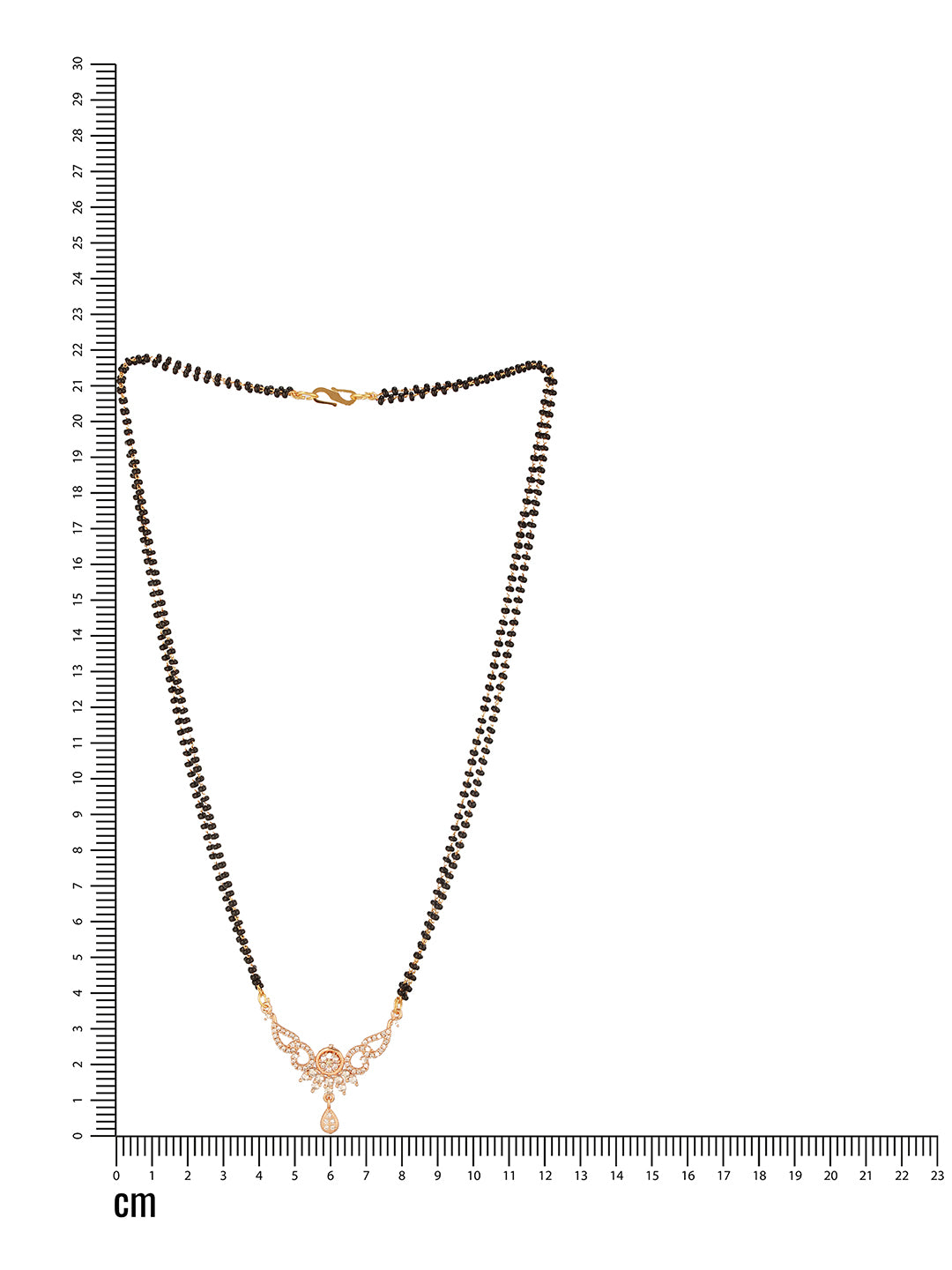 Jazz And Sizzle Rose Gold Plated Black Beads Beaded Floral Shaped Mangalsutra