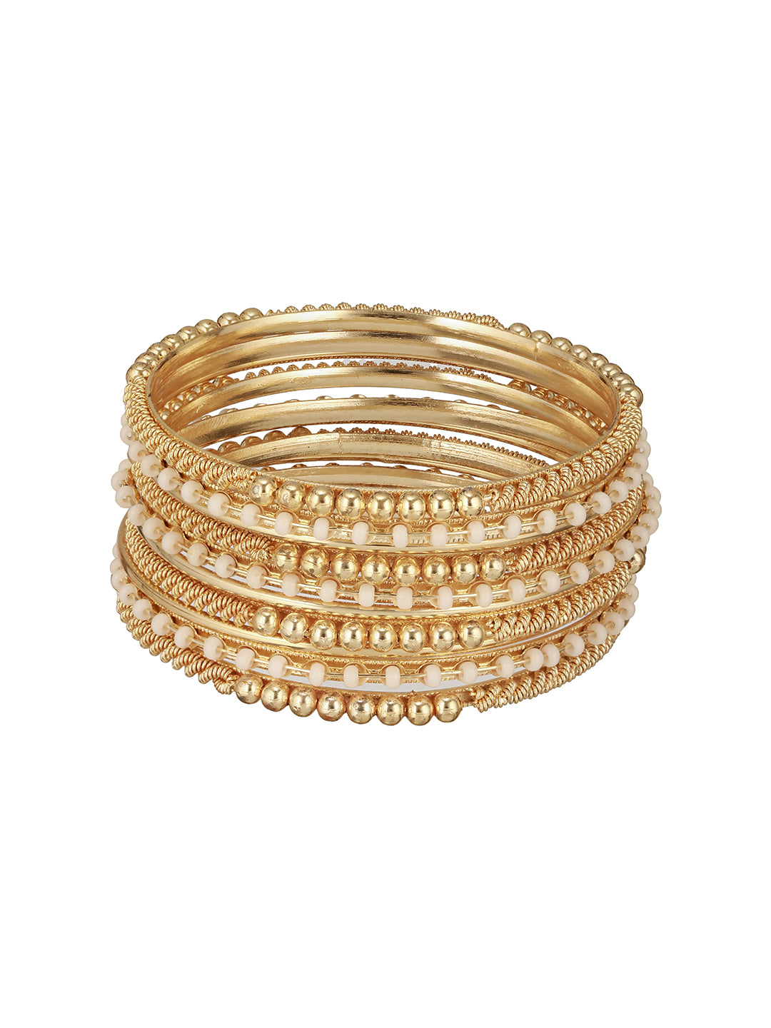 Jazz And Sizzle Set Of 12 Gold-Plated & Beaded Metal Bangles