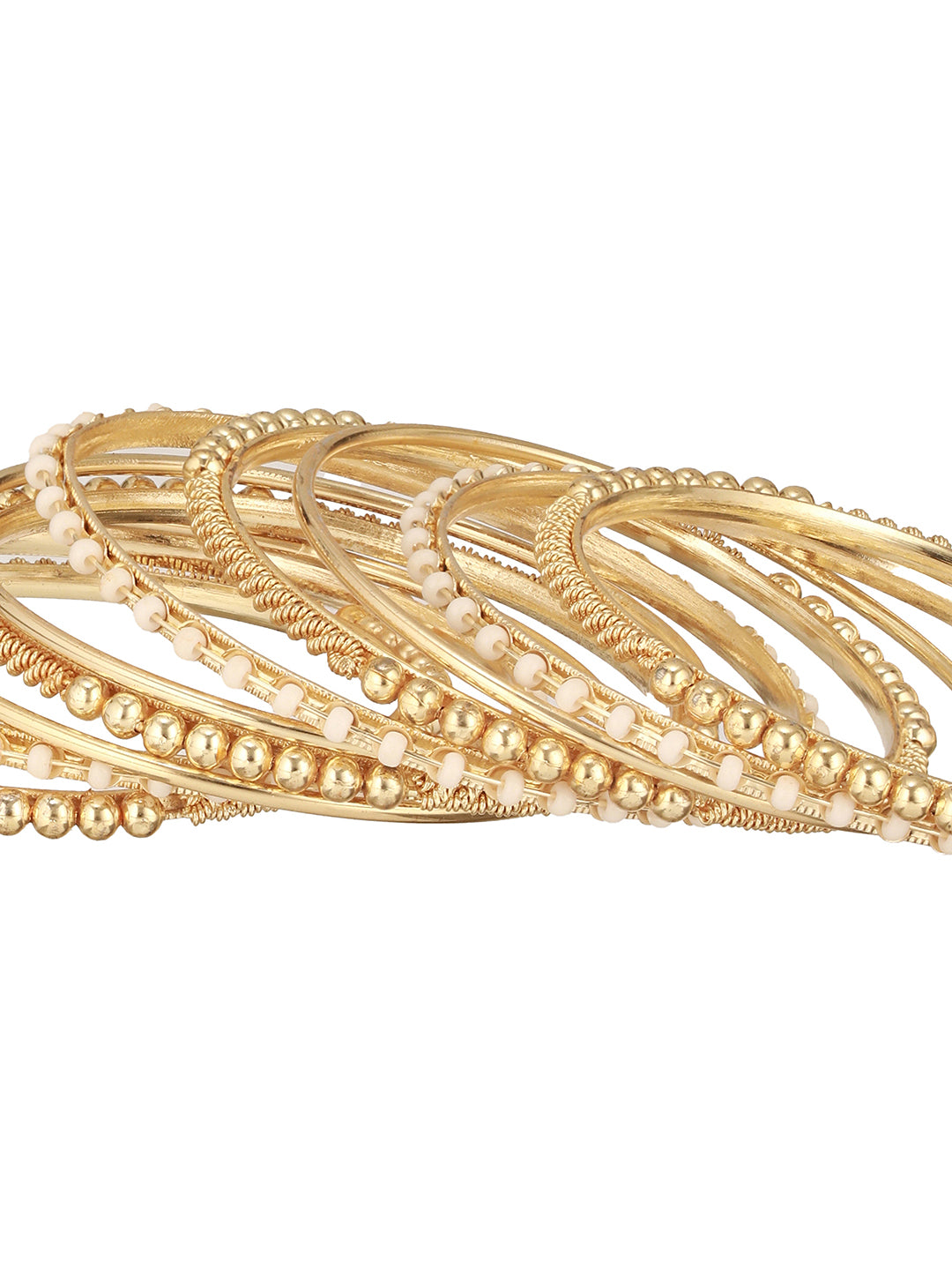Jazz And Sizzle Set Of 12 Gold-Plated & Beaded Metal Bangles