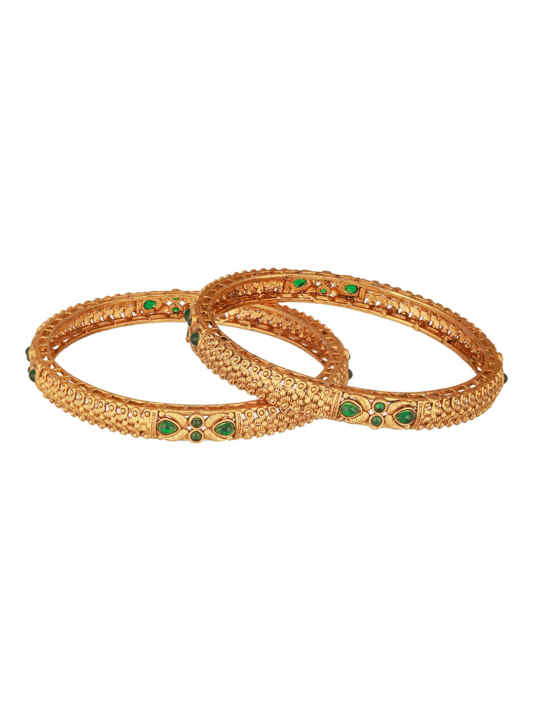 Jazz And Sizzle Set Of 2 Gold-Plated Red Pearl Beaded Handcrafted Bangles