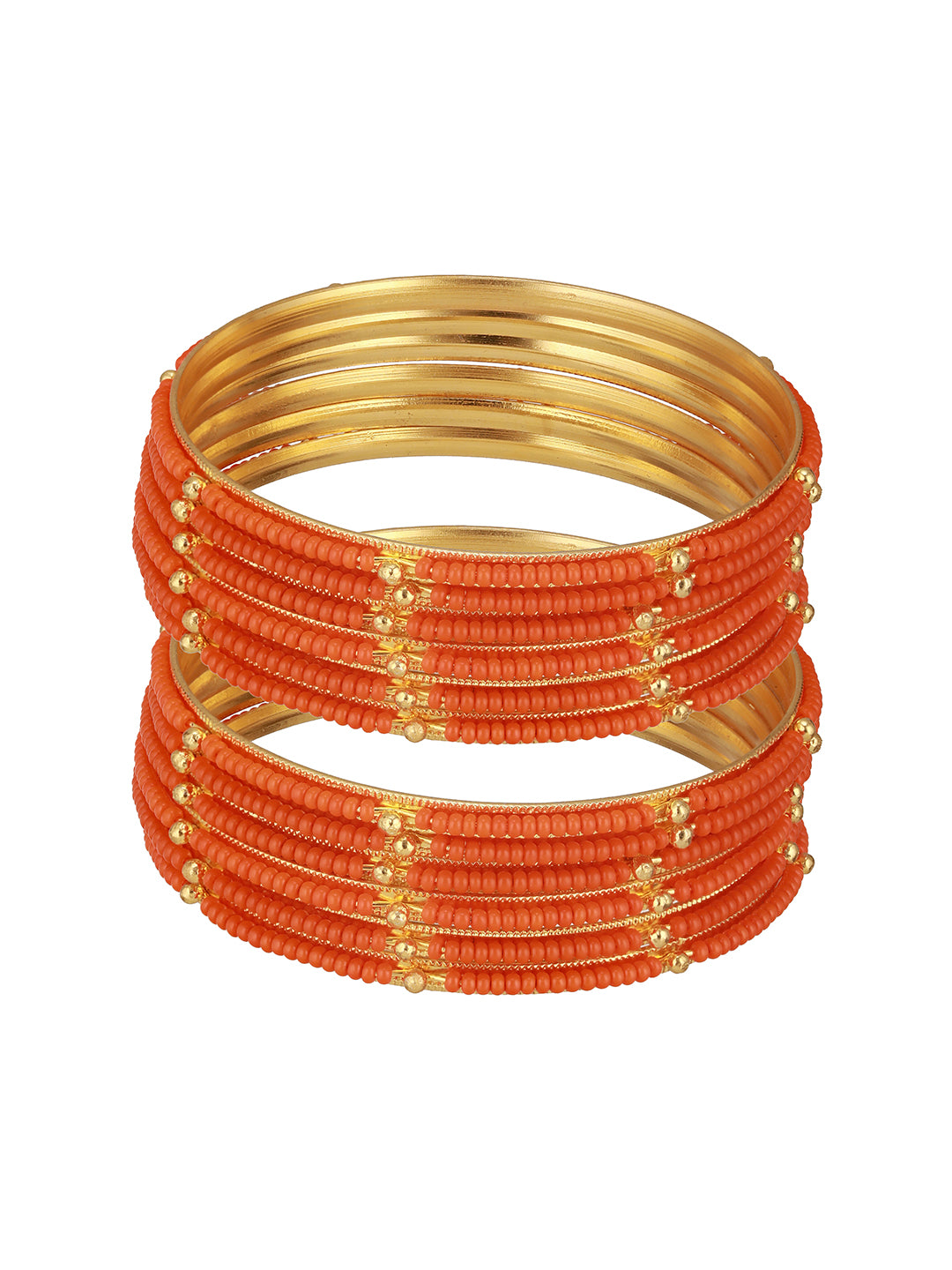 Set Of 12 Gold-Plated Artificial Beaded Bangles