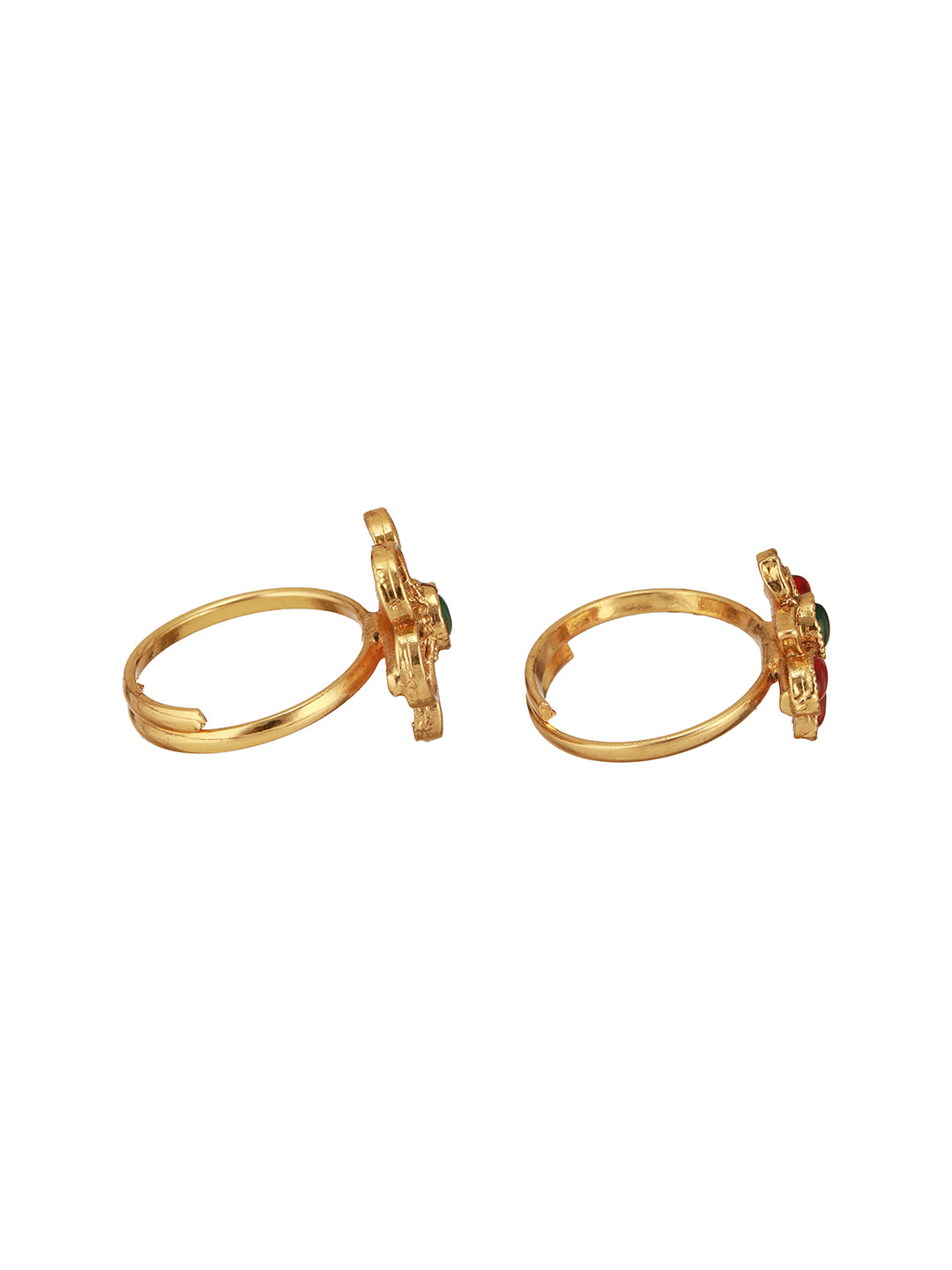 Jazz And Sizzle Set Of 2 Gold-Plated & Stone Studded Finger Rings
