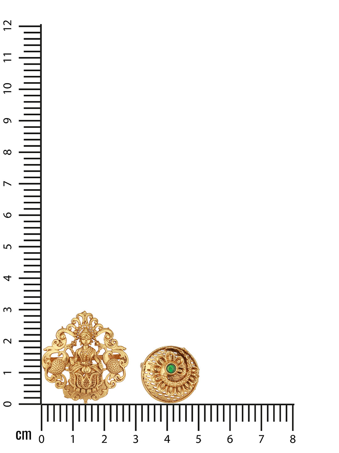 Set Of 2 Gold-Plated Red & Green Stone Studded Rings