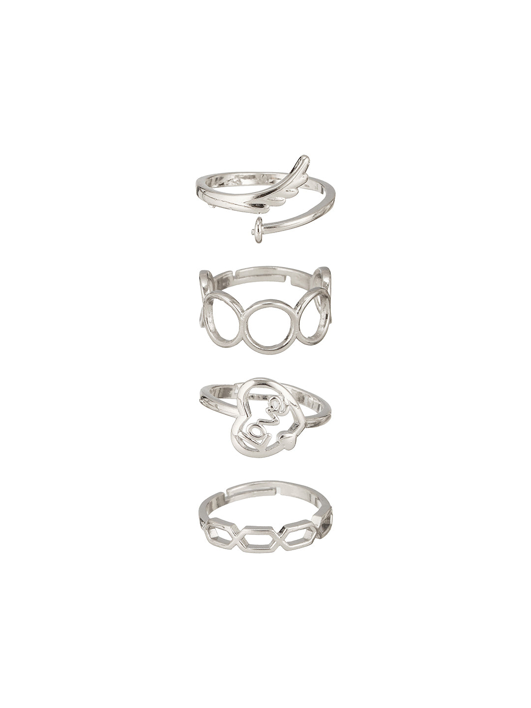Jazz and Sizzle Silver Plated Adjustable Finger Ring