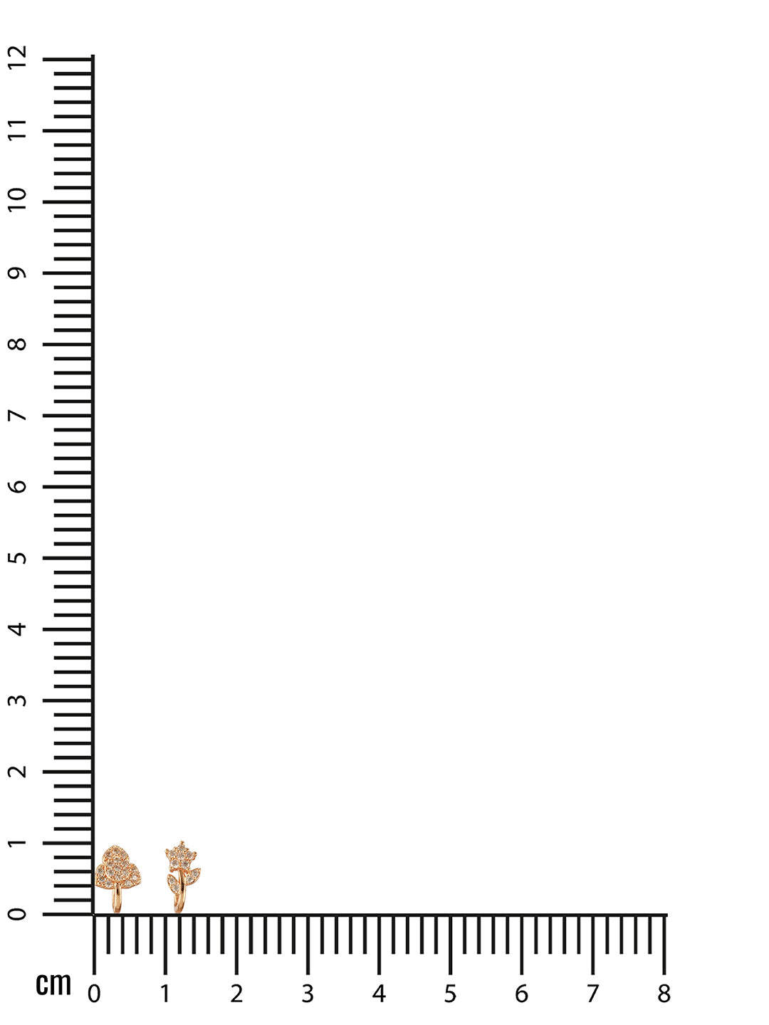 Jazz And Sizzle Set Of 2 Rose Gold Plated & American Diamond Stone Studded Floral Nose Ring (No need of Piercing)