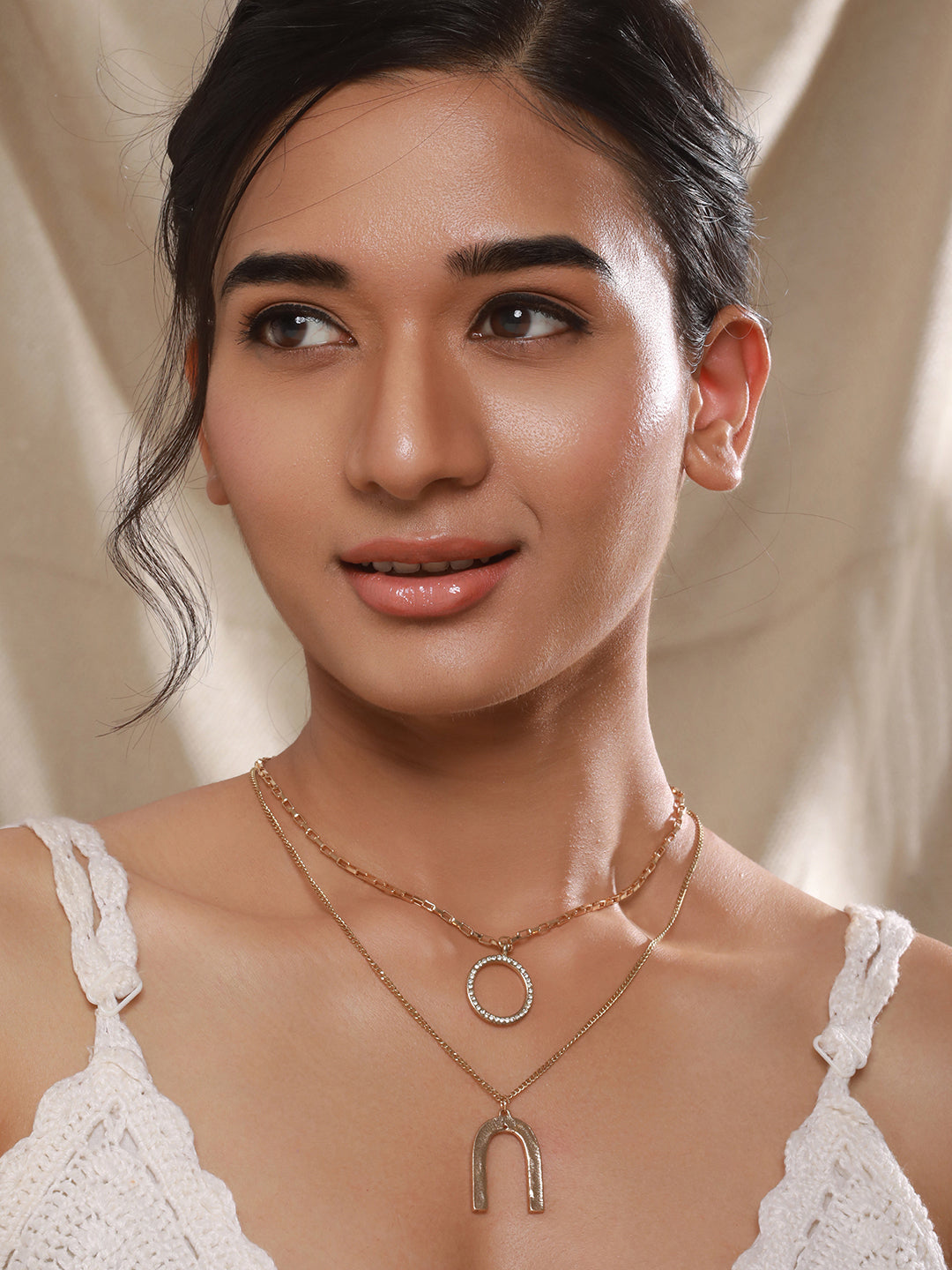 Jazz And Sizzle Gold-Plated Charm Layered Necklace Chain