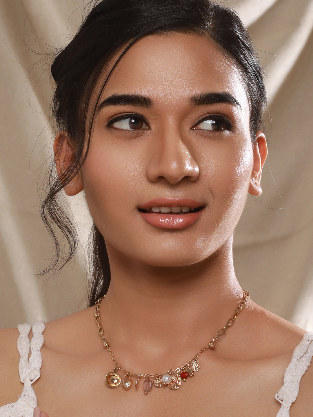 Jazz And Sizzle Gold-Plated Pearls & Charm Beaded Necklace Chain