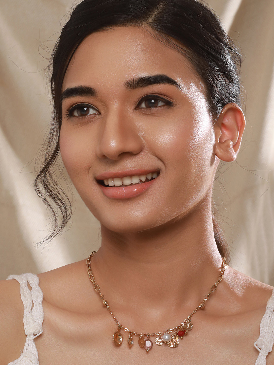 Jazz And Sizzle Gold-Plated Pearls & Charm Beaded Necklace Chain