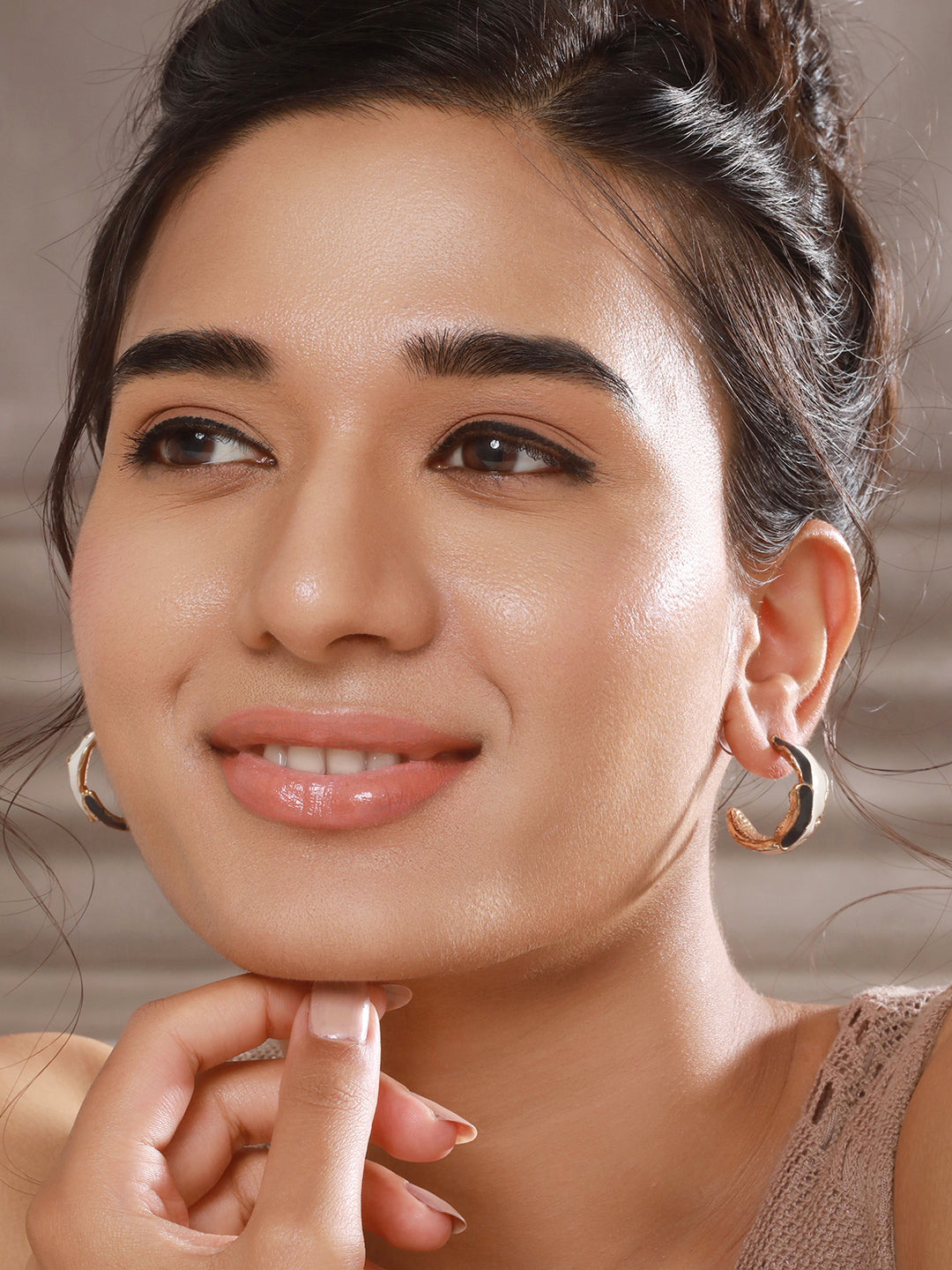 Jazz And Sizzle Set of 2 Enameled Half Hoop Earrings