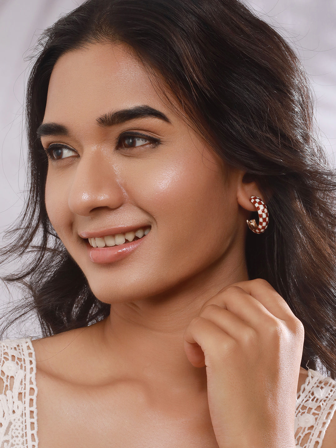 Jazz And Sizzle Set of 2 Textured Half Hoop Earrings