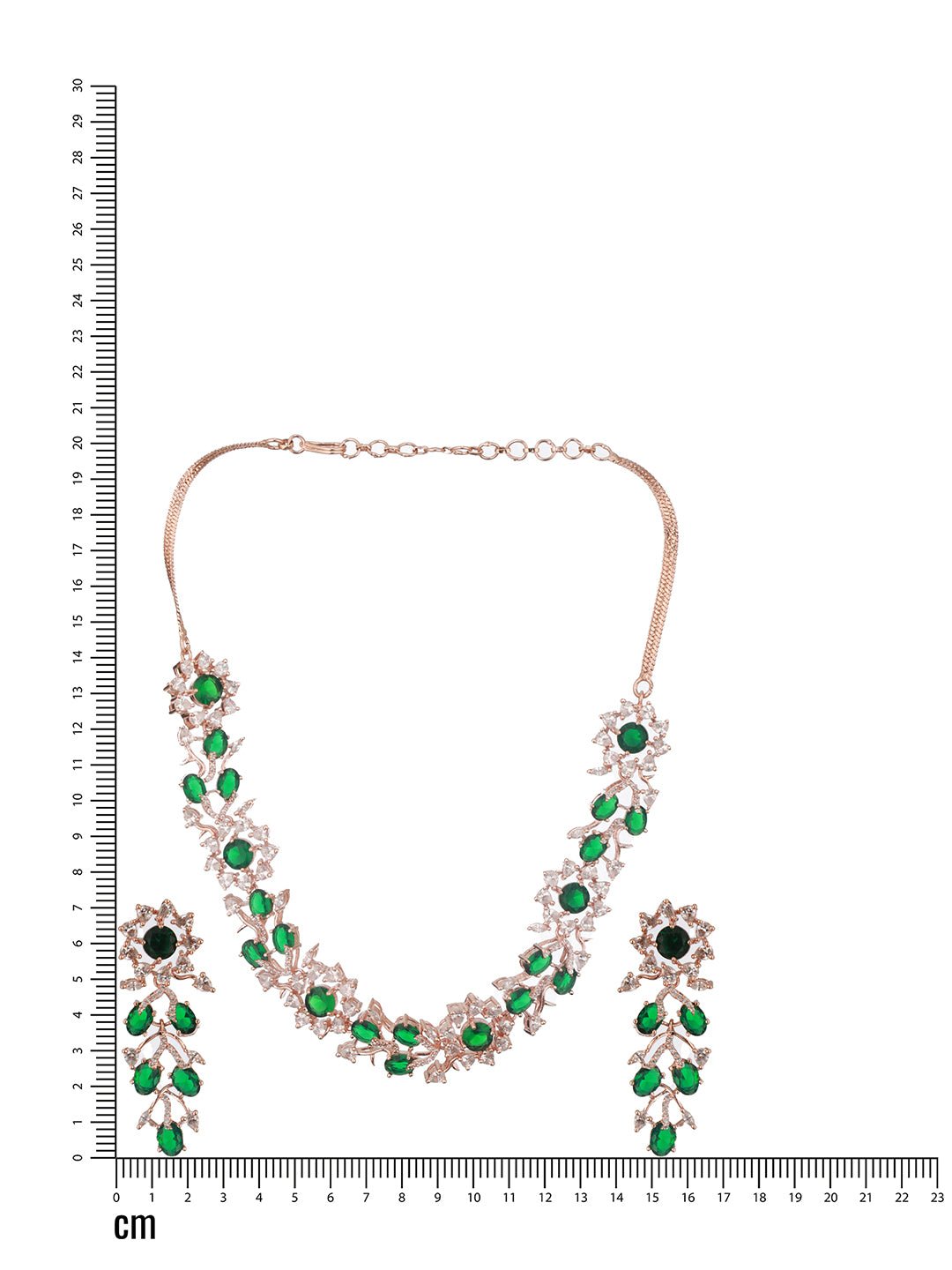 Jazz And Sizzle Rosegold-Plated Green American Diamond Studded Handcrafted Jewellery Set (Copy)