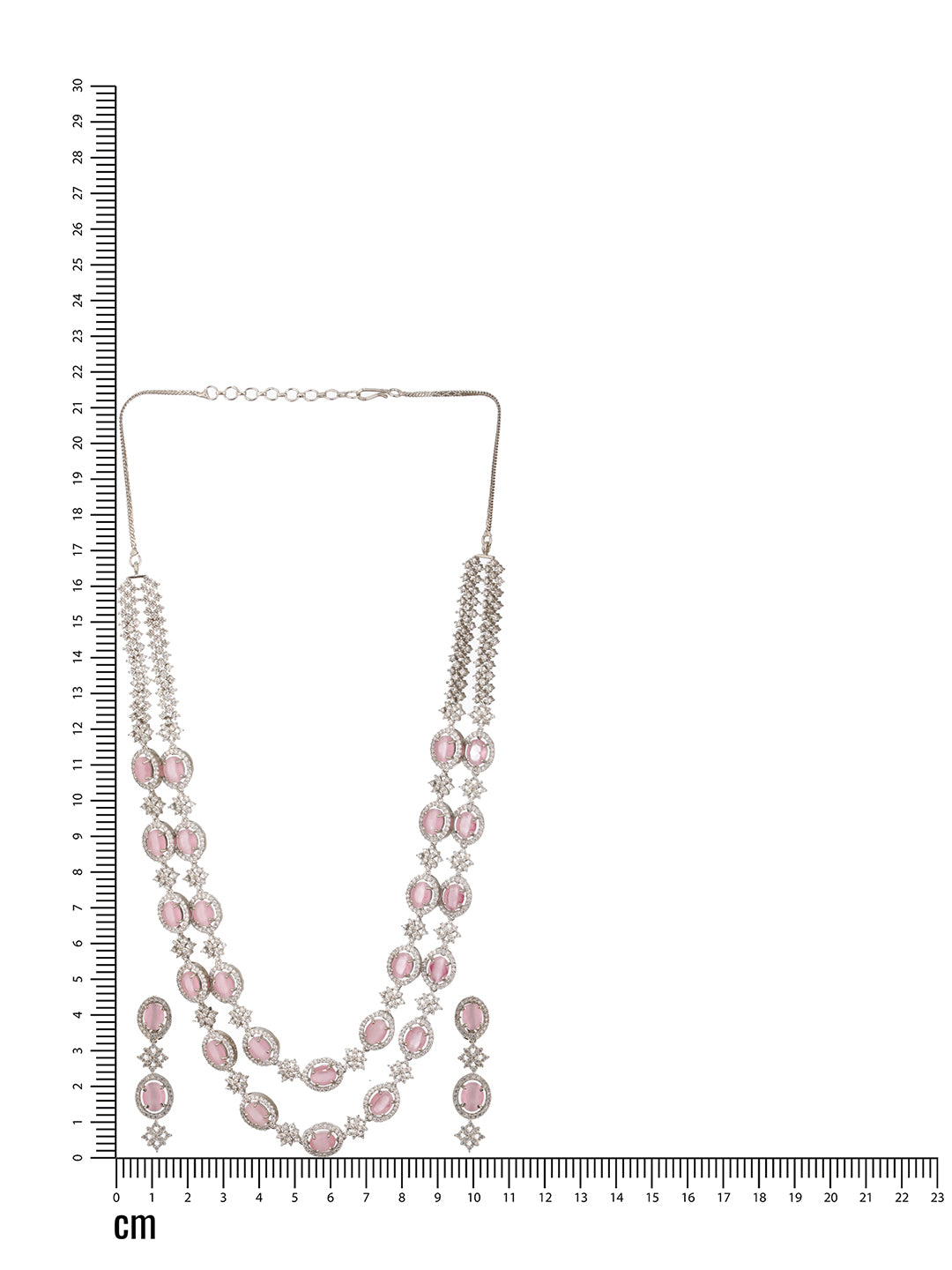 Jazz And Sizzle Rhodium-Plated PINK Ad-Studded Layered Jewellry Set