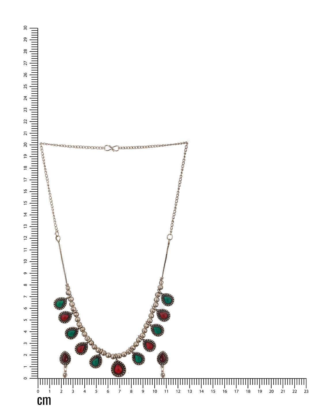 Jazz and Sizzle Oxidized Silver-Plated Green & Red Artificial Stone-Studded Handcrafted Jewellery Set