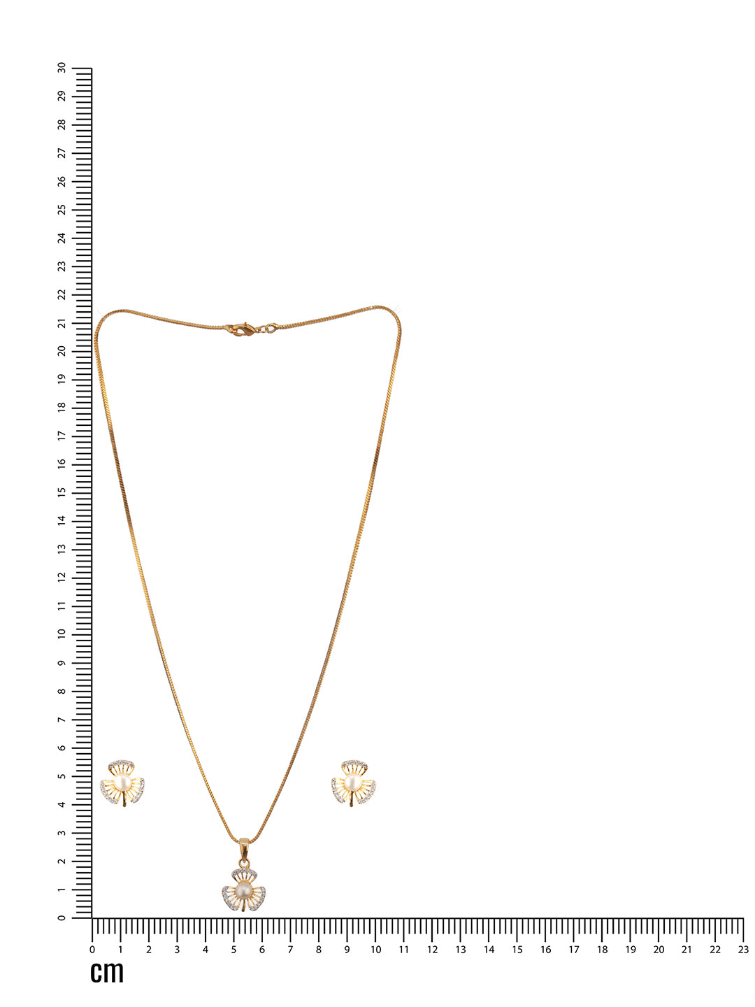 Jazz and Sizzle Gold-Plated AD Studded Pendant with Earrings and Chain