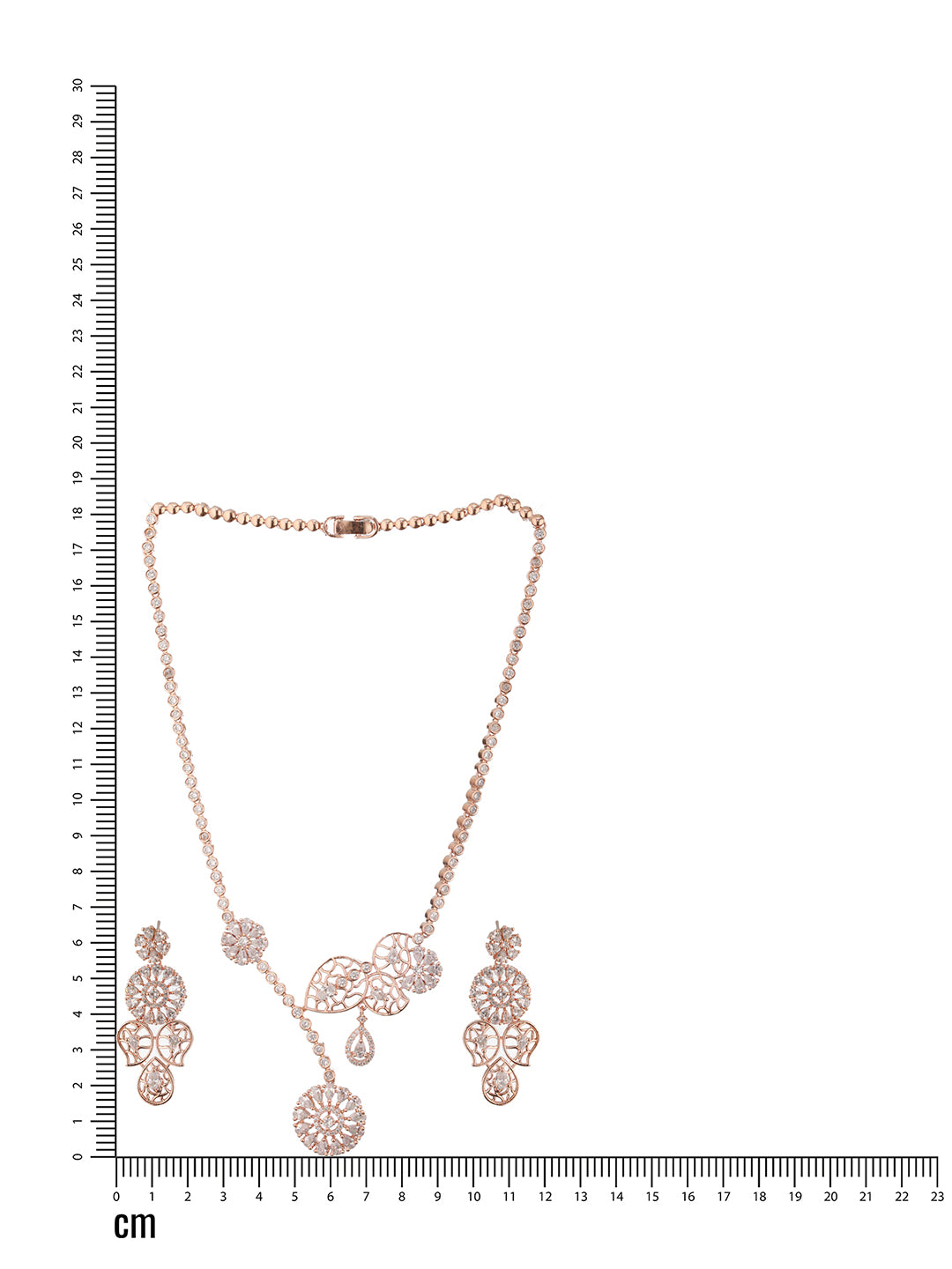 Jazz And Sizzle Rosegold-Plated American Diamond Studded Floral Contemporary Jewellery Set