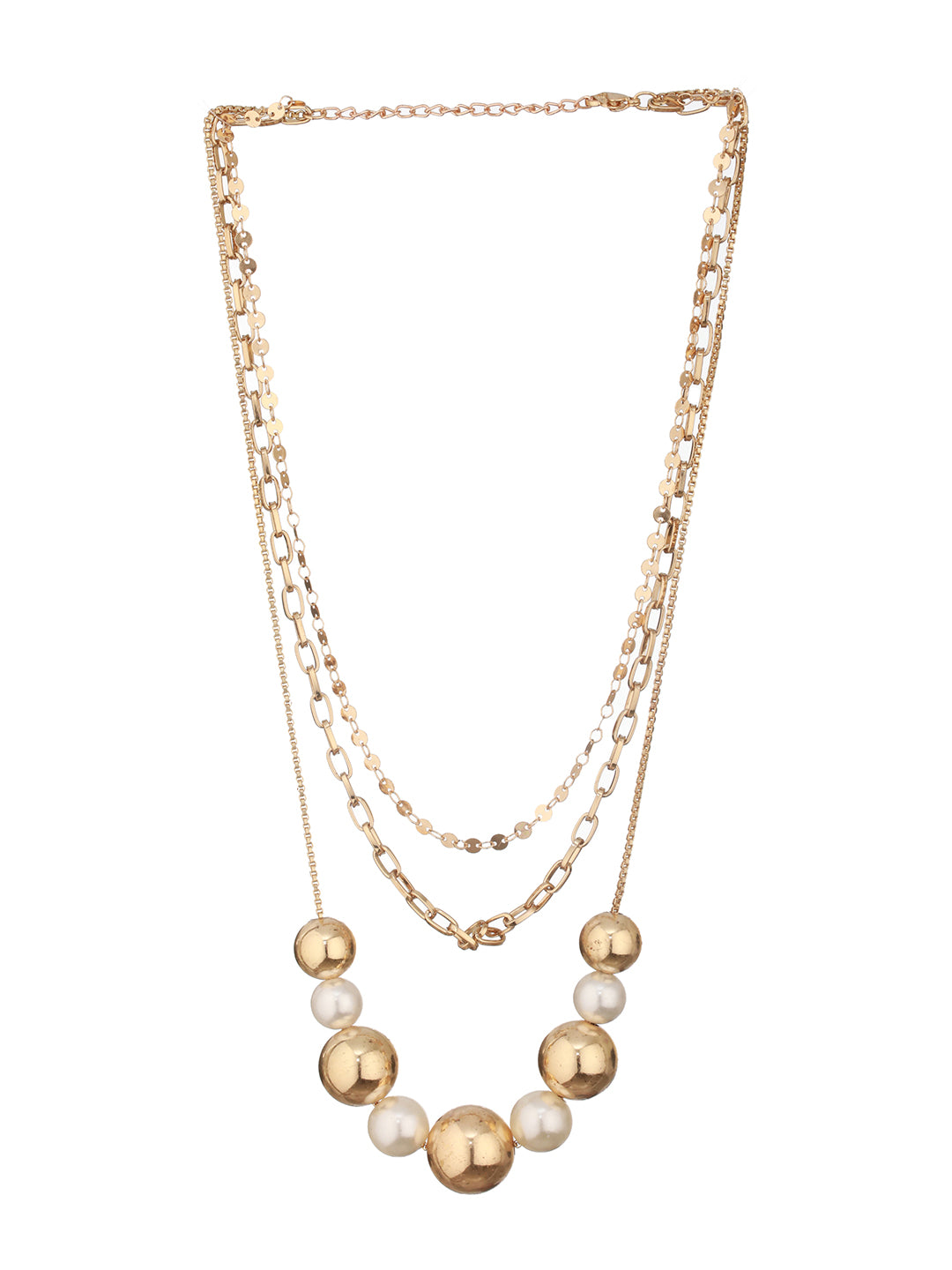 Jazz And Sizzle Gold-Plated Pearls Beaded Necklace & Chain
