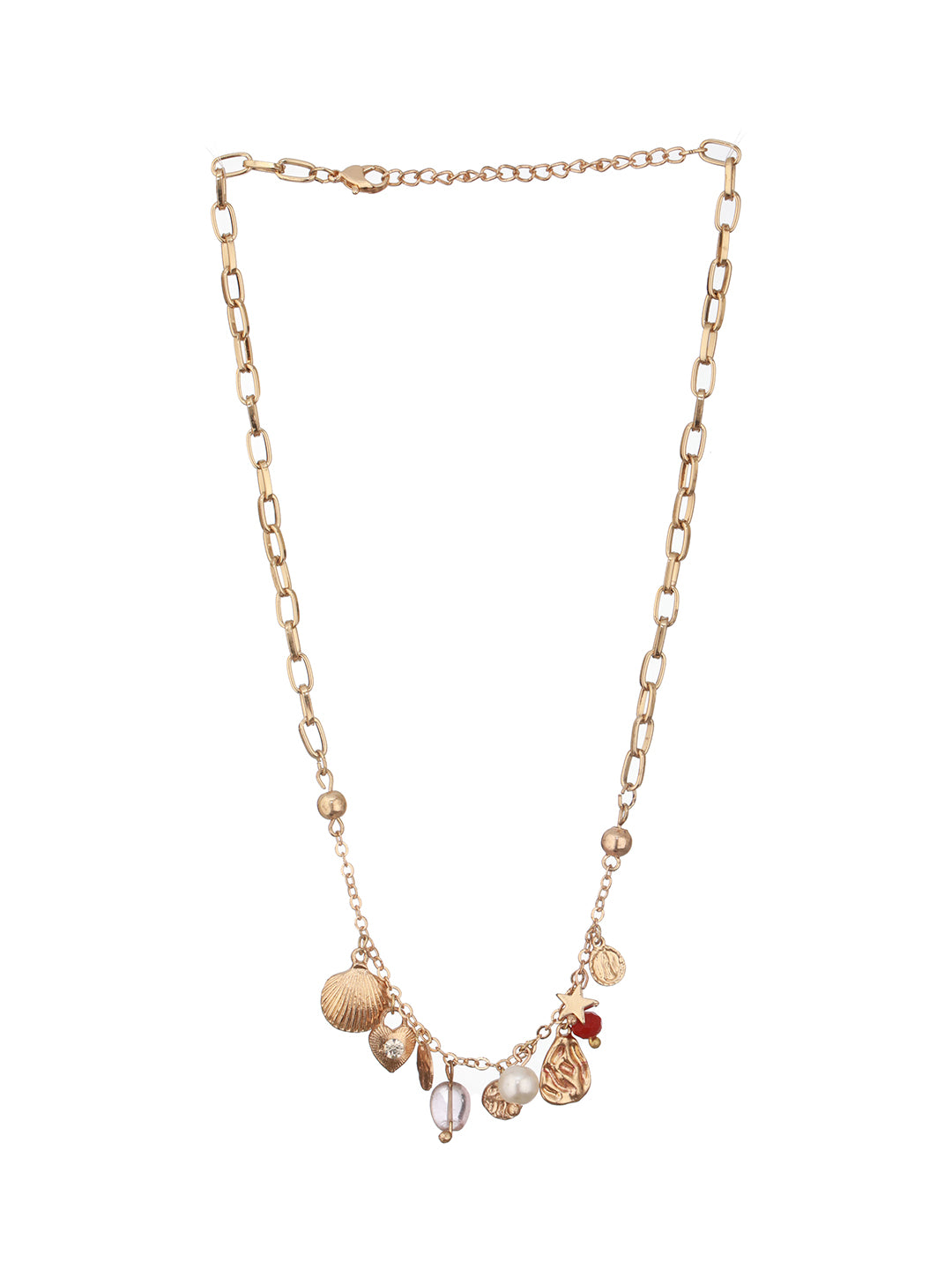 Jazz And Sizzle Gold-Plated Pearls & Charm Beaded Necklace Chain