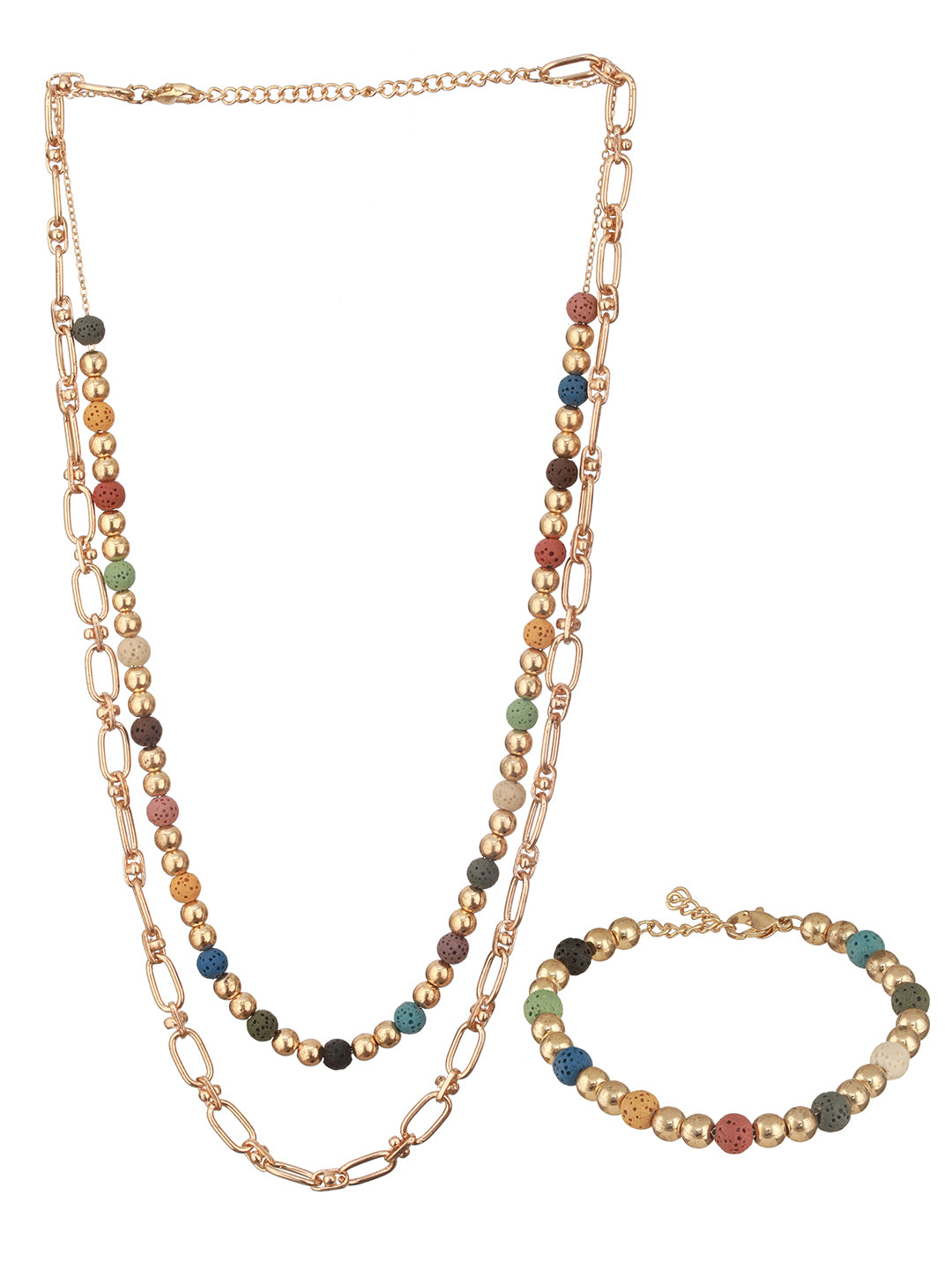 Jazz and Sizzle Gold-Plated Beaded Layered Jewellery Set