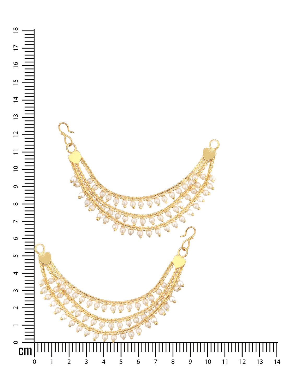 Jazz And Sizzle Gold-Plated Pearls Beaded Classic Layered Ear Chain/kaanchain