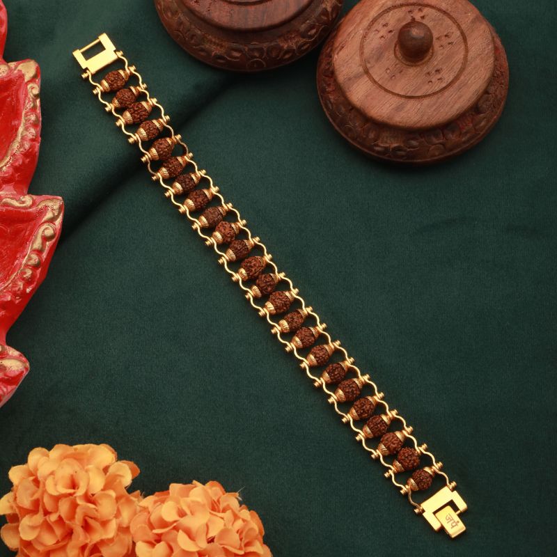 Gold Plated Modern Rudraksha Bracelet-JS-SBR-0002