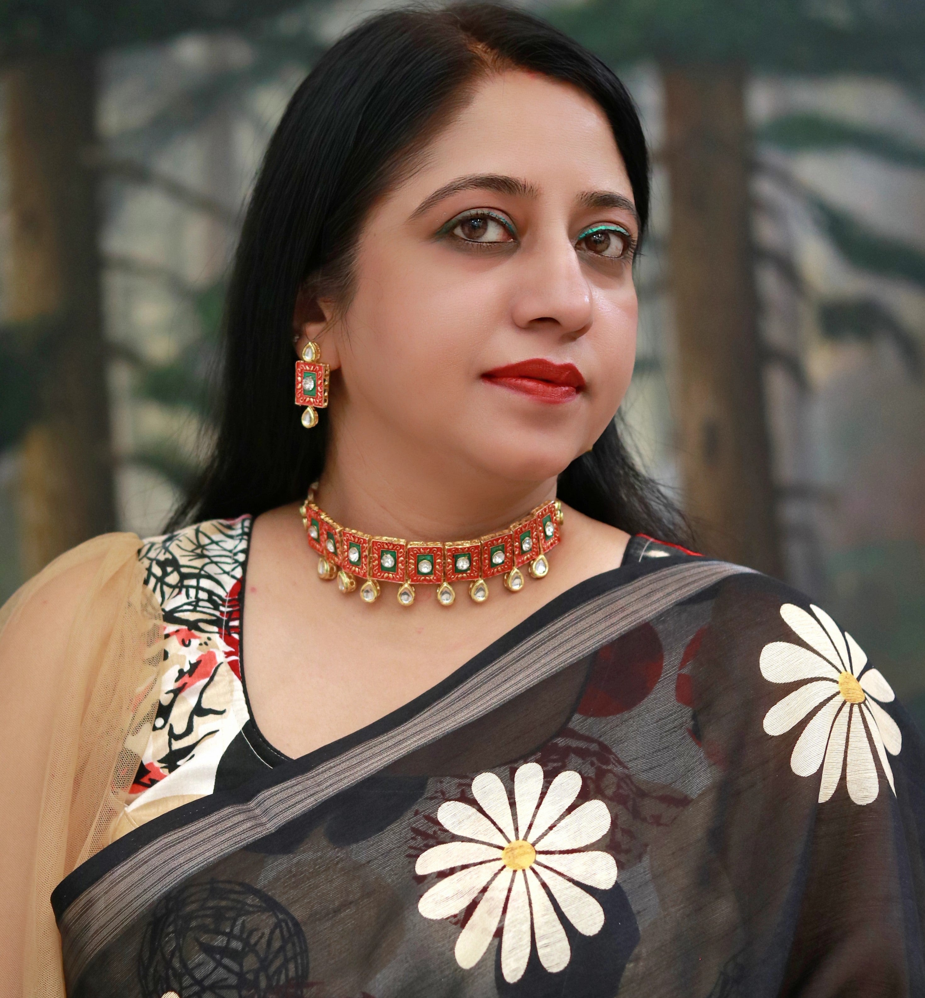 Jazz And Sizzle Gold-Plated Kundan-Studded & Beaded Meenakari Jewellery Set - Jazzandsizzle