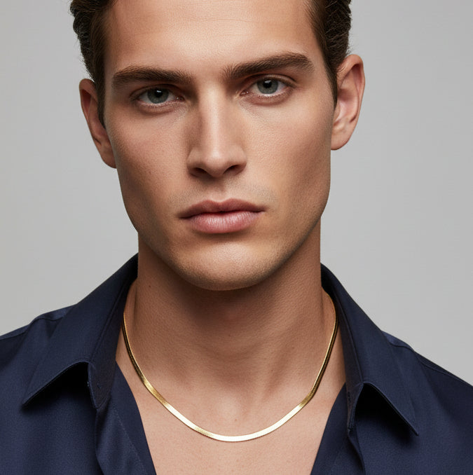 Jazz And Sizzle 18 KT Gold Plated Textured Chain For Men