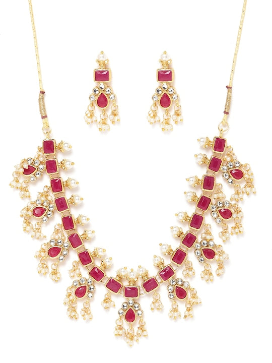 Jazz And Sizzle Gold-Plated Artificial Stones Studded and Beads Jewellery Set