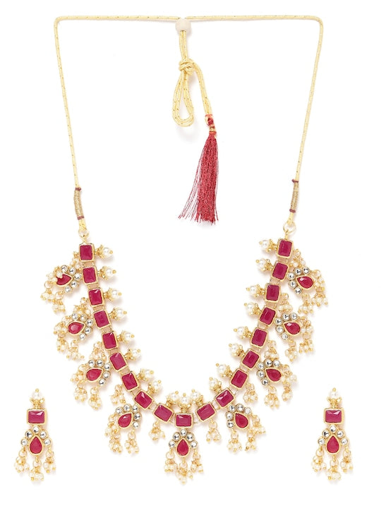 Jazz And Sizzle Gold-Plated Artificial Stones Studded and Beads Jewellery Set - Jazzandsizzle
