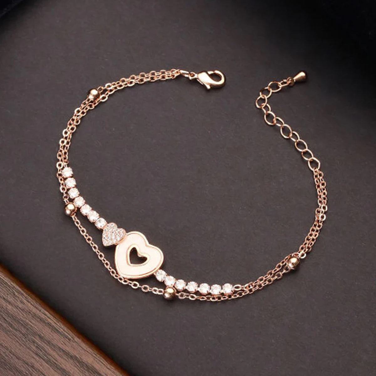 Jazz And Sizzle Set Of 3 Zircon & Stone Studded Crystal Combo Bracelet for Women(gold & Rose gold Plated)