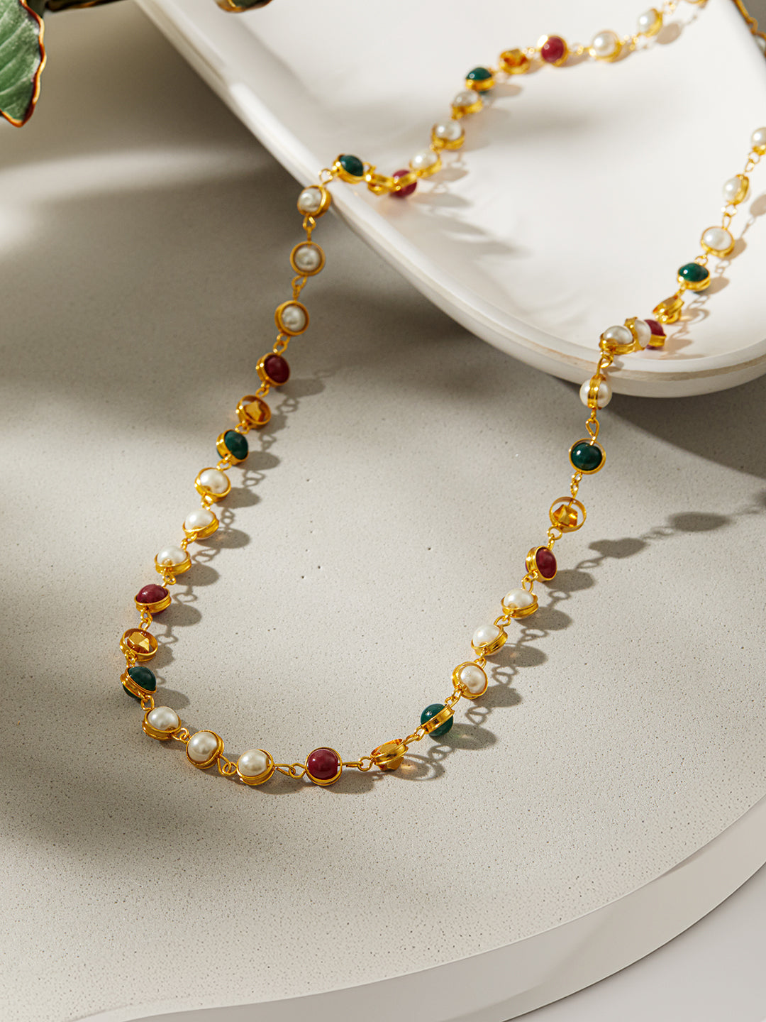 Jazz And Sizzle Gold Plated Multicolored Stone Studded & Beaded Necklace