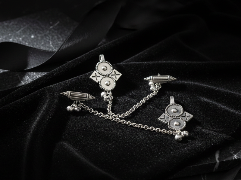 Jazz And Sizzle Silver Plated Artificial Stone Studded & Beaded Geometric Ear Cuff