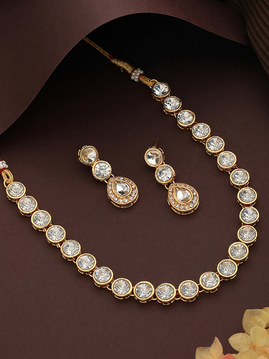 Gold-Plated Stone-Studded Jewellery Set - Jazzandsizzle