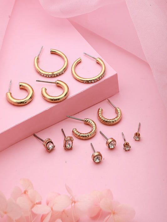 Set of 6 Gold-Plated Earrings - Jazzandsizzle