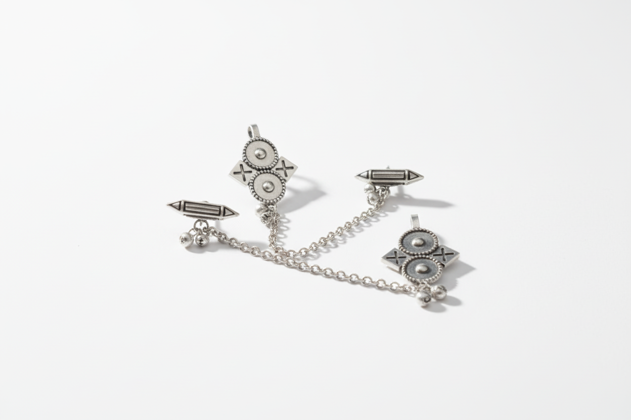 Jazz And Sizzle Silver Plated Artificial Stone Studded & Beaded Geometric Ear Cuff