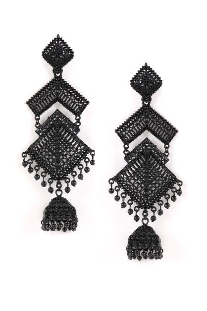 Jazz and sizzle Black Enamel Ethnic Jhumka Earring